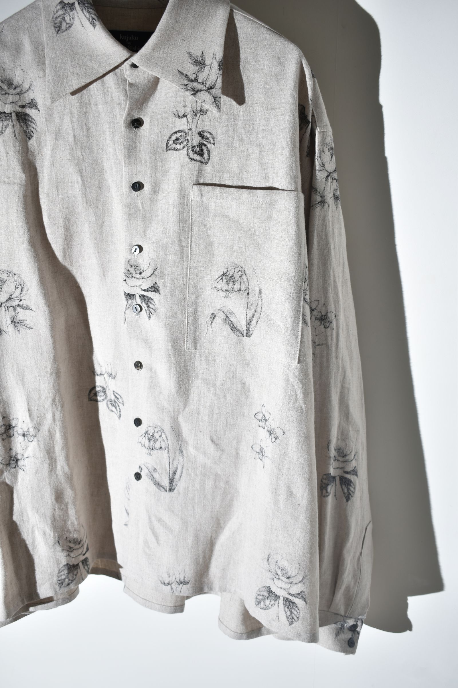 Botanical Print Oversized Shirt "Ecru" / ボタニカルプリントオーバーサイズシャツ"エクリュ"