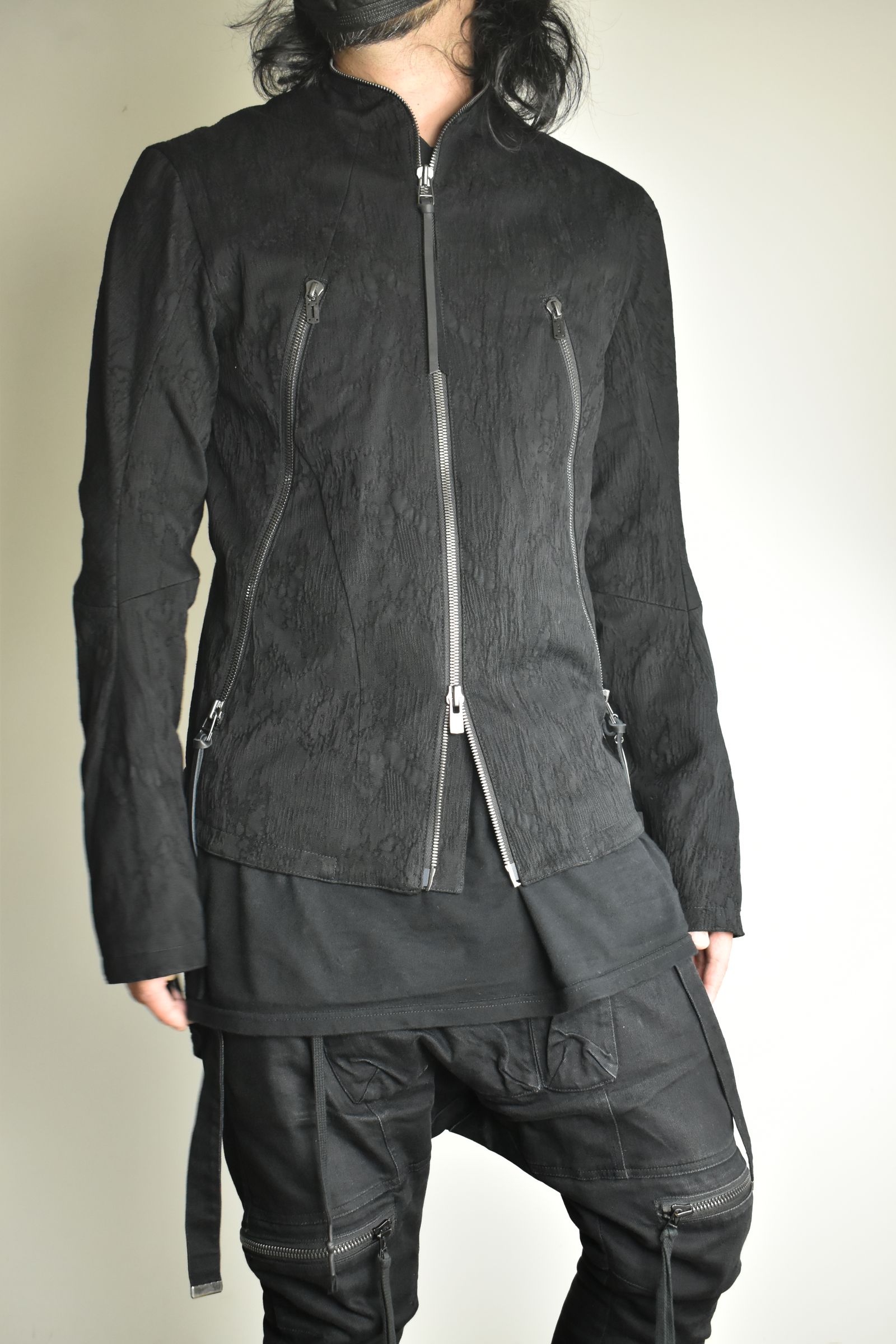 Damage Jacquard Single Rider Jacket"Black" / ダメージジャガードシングルライダースジャケット"ブラック"