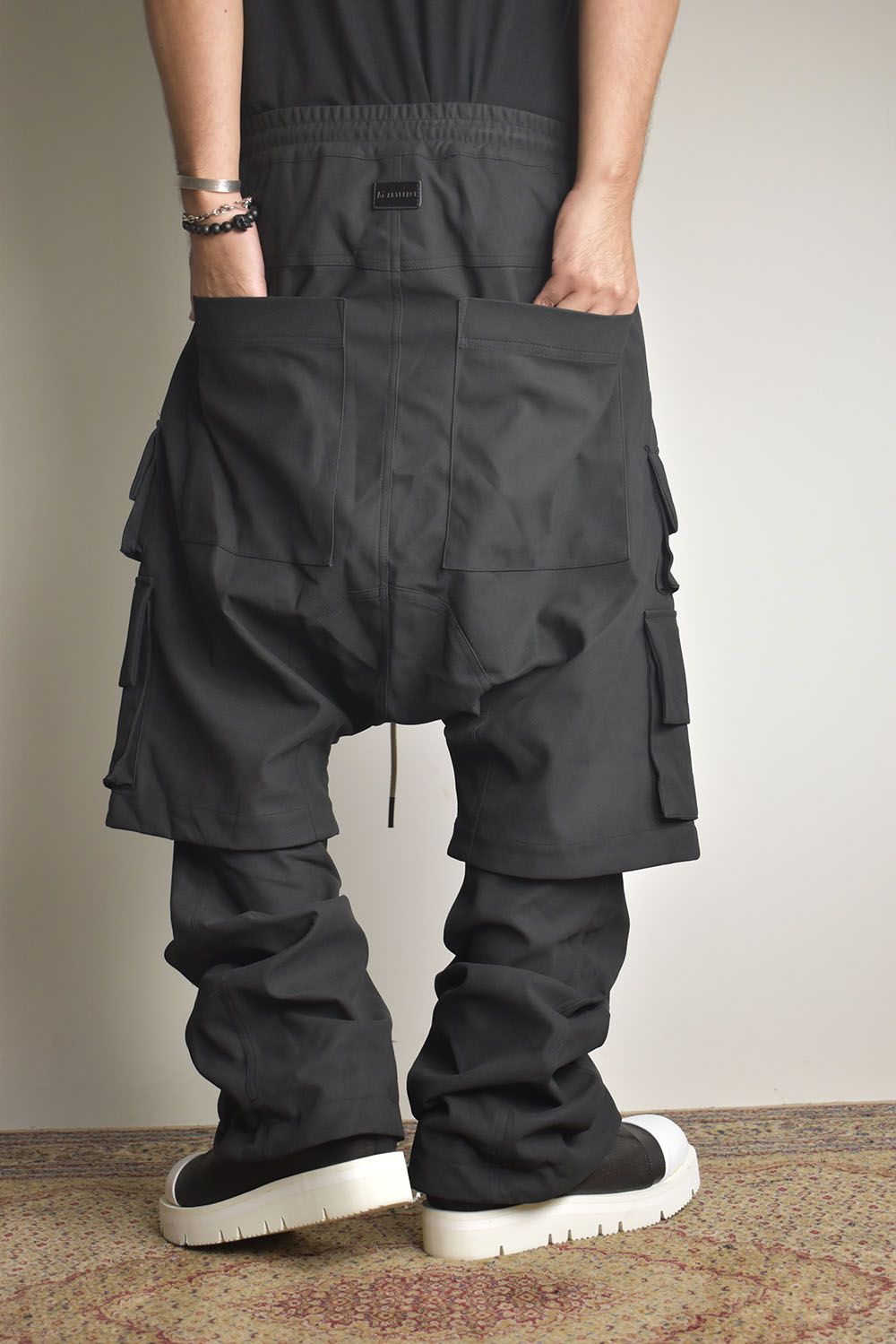 Synthetic Leather Suede Layerd Boots Cut "Black " / シンセティックレザースウェードレイヤードブーツカット "ブラック"