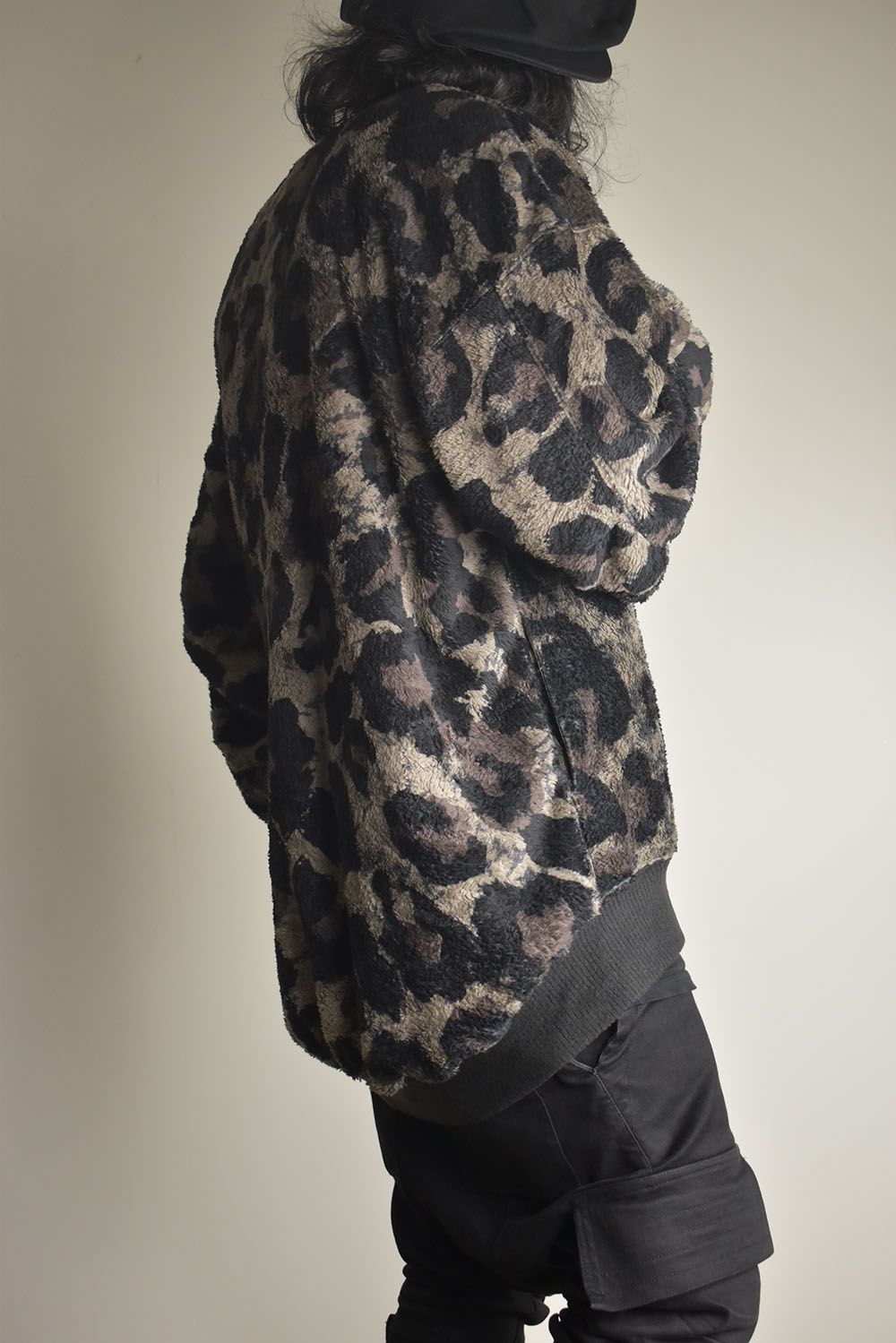 Large Leopard Fleece Cardigan "Dark Leopard" / ラージレオパードフリースカーディガン"ダークレオパード"