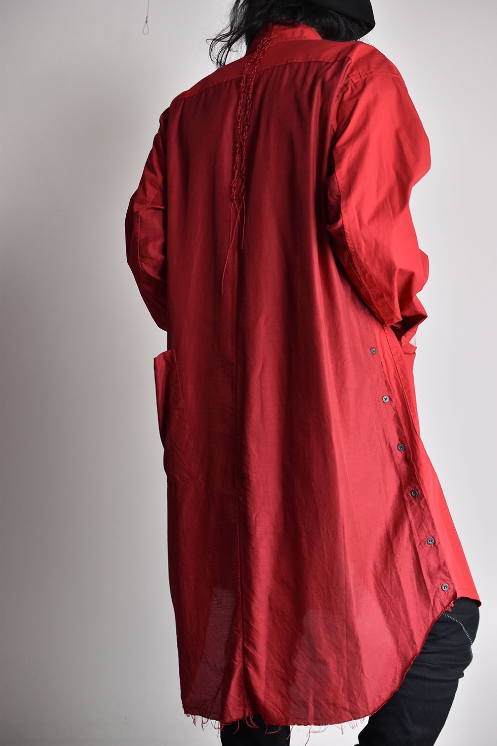Oversized Long Shirts W/#0 Thread Over Lock"Red"/オーバーサイズドオーバーロックステッチロングシャツ"レッド"
