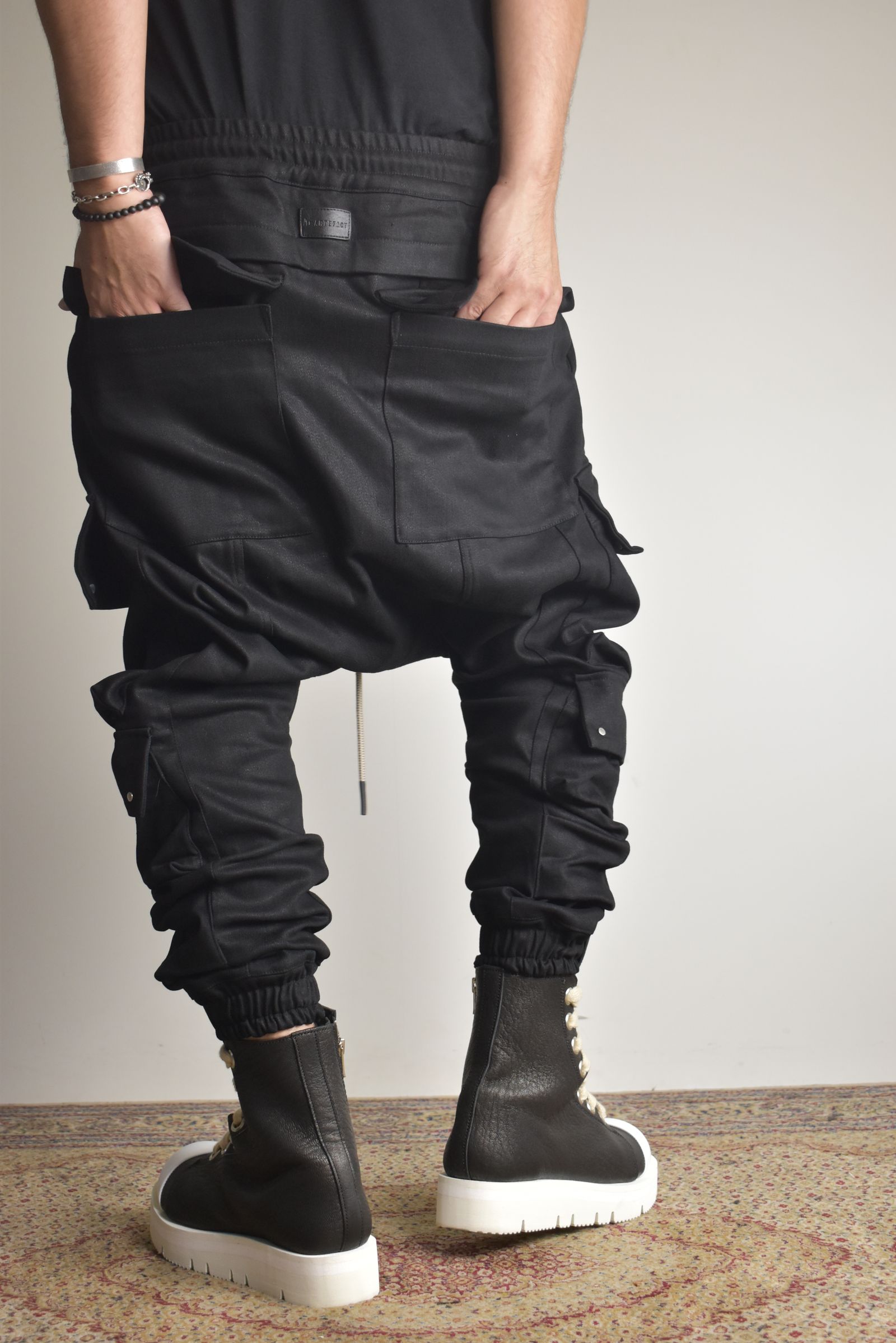 Bonding Sarouel Cargo Jogger Denim"Black" / ボンディングサルエルカーゴジョガーデニム"ブラック"