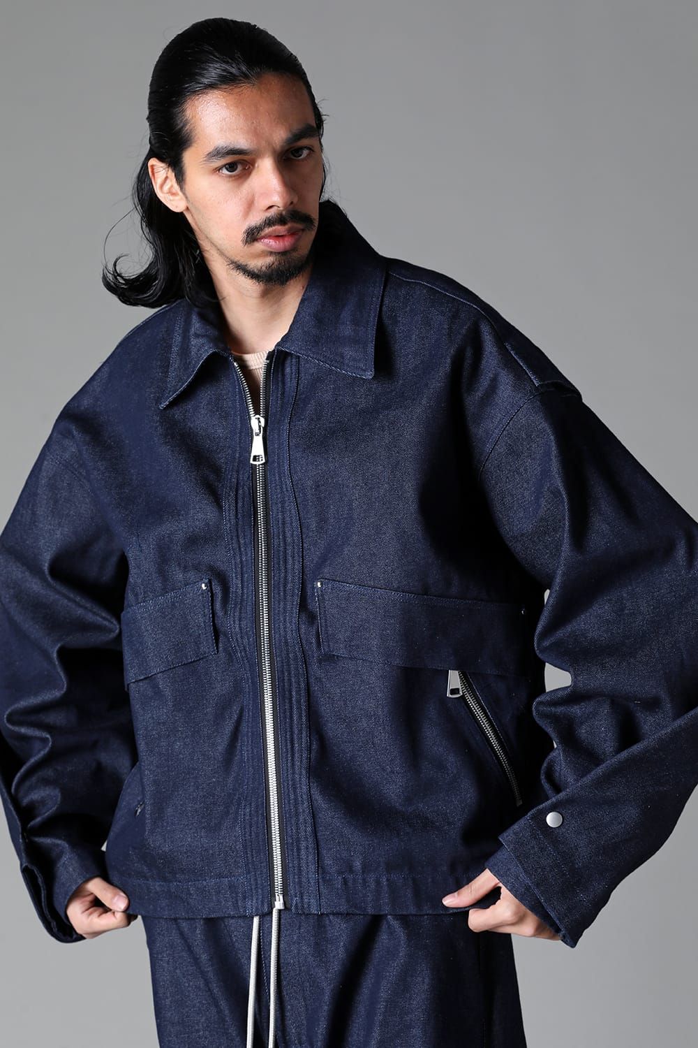 《2025AW先行予約》Tuck Sleeve Jcaket"Black / Navy" /タックスリーブジャケット"ブラック/ネイビー"