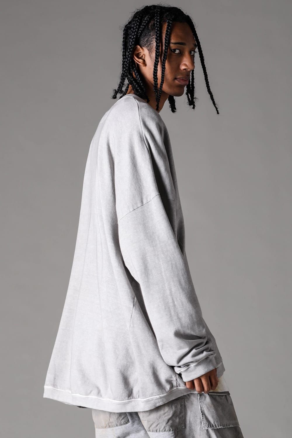 《2027SS先行予約》Sumi Dyed Lightweight French Terry Jumbo Pullover "L.Grey" / 墨染ミニ裏毛ジャンボプルオーバー"ライトグレー"