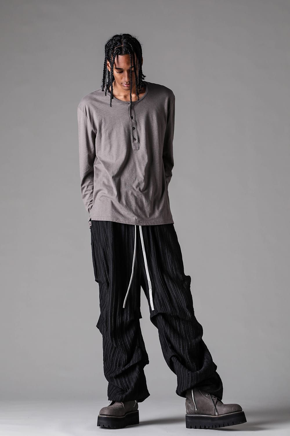 《2027SS先行予約》Henley Neck Long Sleeve "Black / Ivory / Greige / Ice Blue / Pale Shell" / ヘンリーネックロングスリーブ"ブラック/アイボリー/グレージュ/アイスブルー/ペイルシェル"