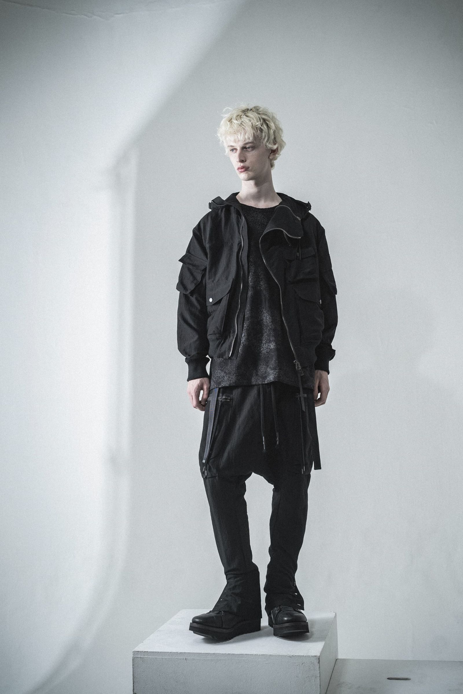 《2027SS先行予約分》Scar Stripe Jacquard Hooded Blouson"Black" / スカーストライプジャガードフードブルゾン"ブラック"