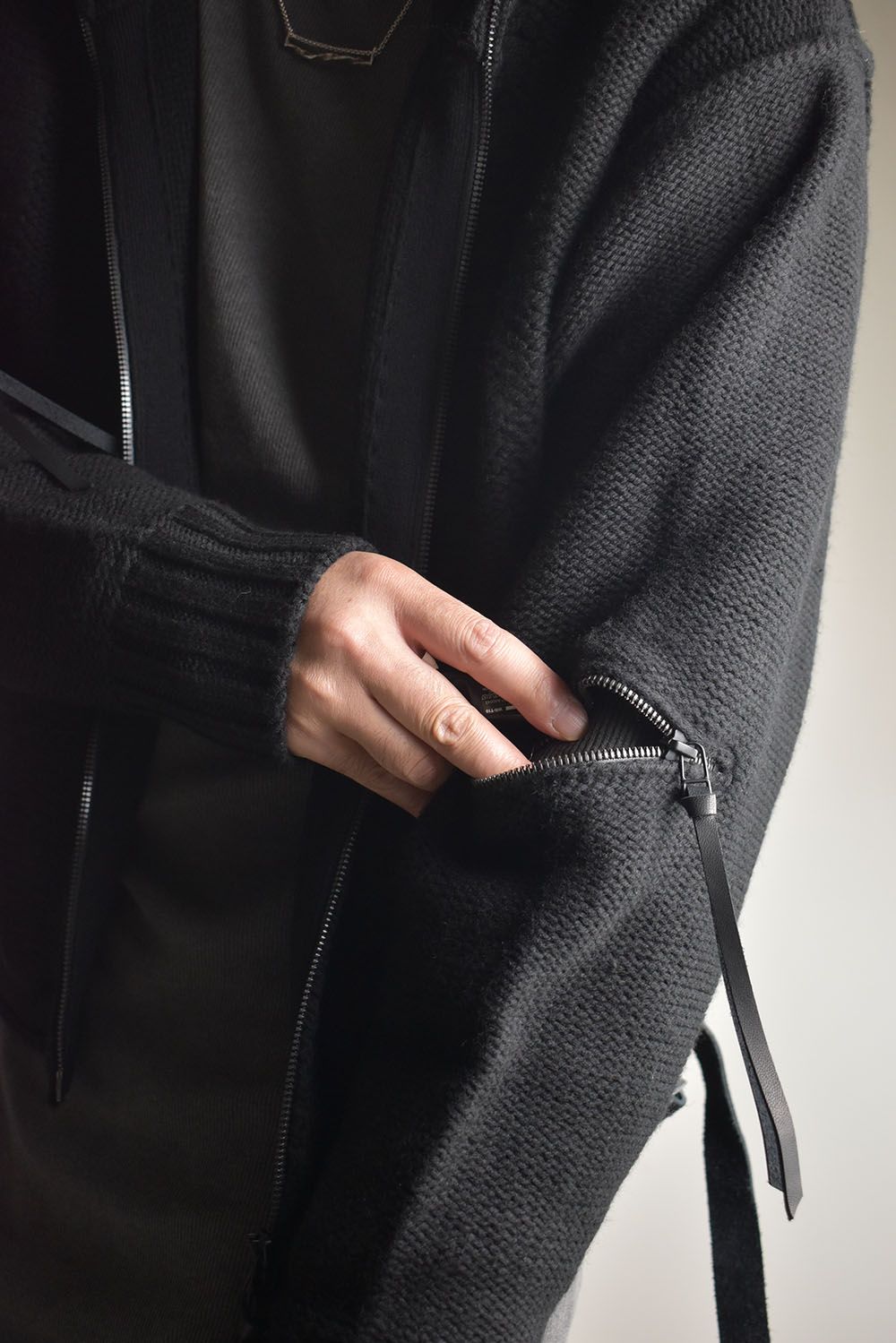 Damage Stripe Knit Cropped Jacket "Black" / ダメージストライプニットクロップドジャケット"ブラック"