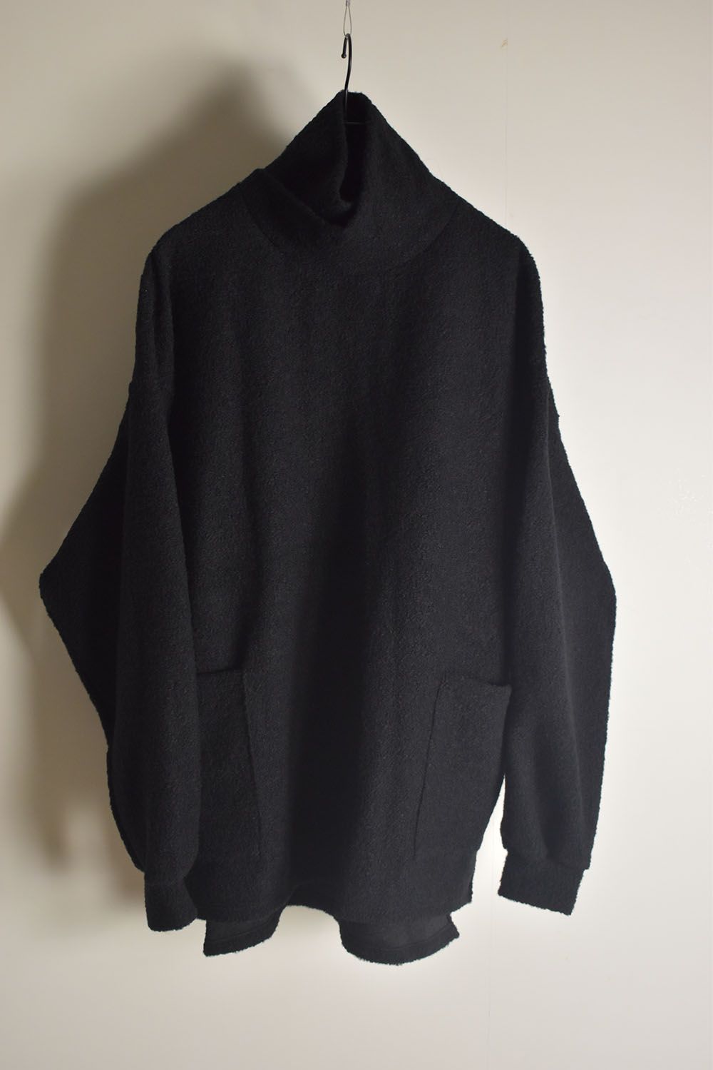 Loop Knit High Neck Long Sleeve T-Shirt "Black" / ループニットハイネックロングスリーブTシャツ"ブラック"
