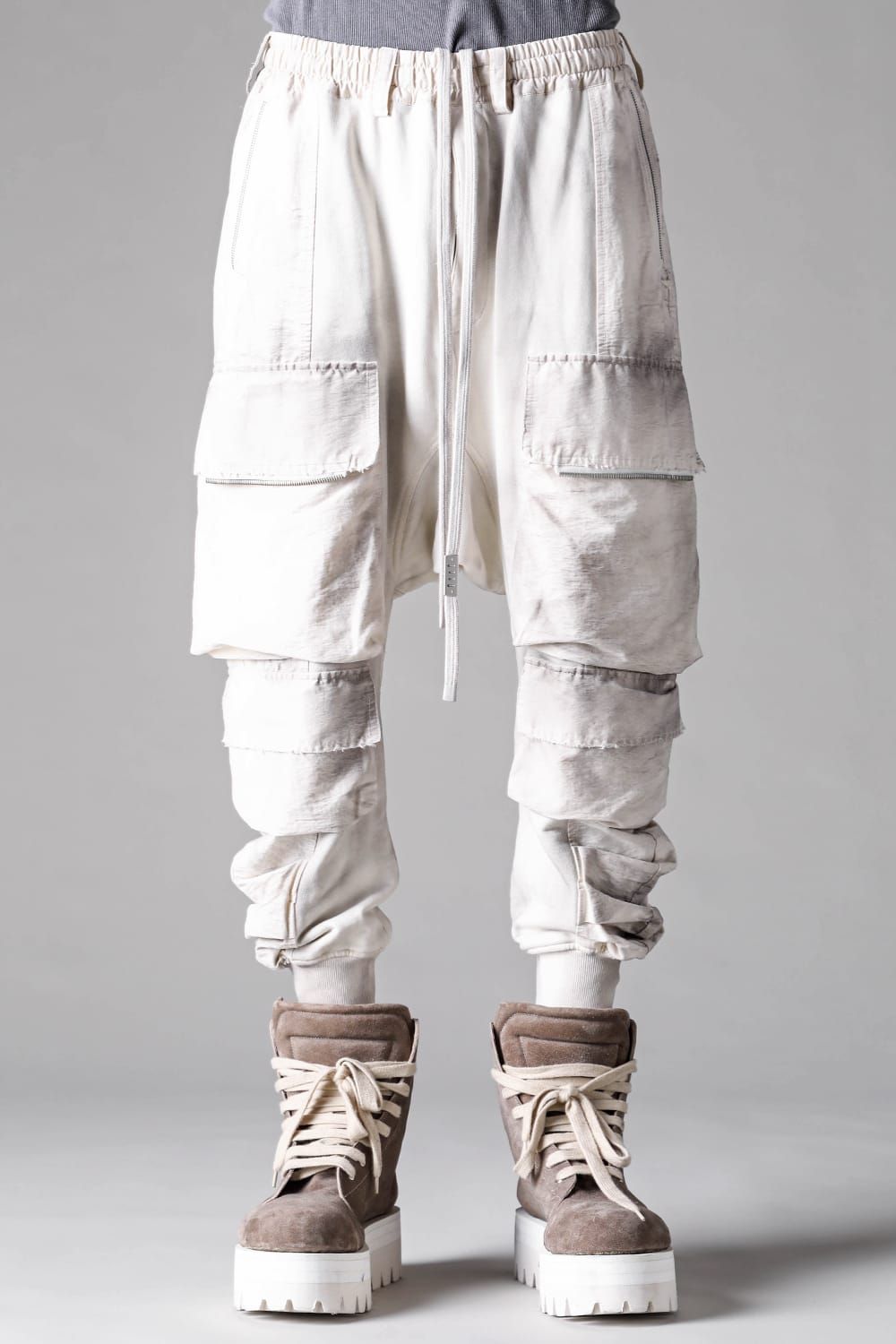 《2027SS先行予約》Vintage Cargo Sarrouel Easy Pants "Black × Brown / Grey × L.Grey / Ivory" / ヴィンテージカーゴサルエルイージー"パンツ"ブラック×ブラウン / グレー×ライトグレー / アイボリー"