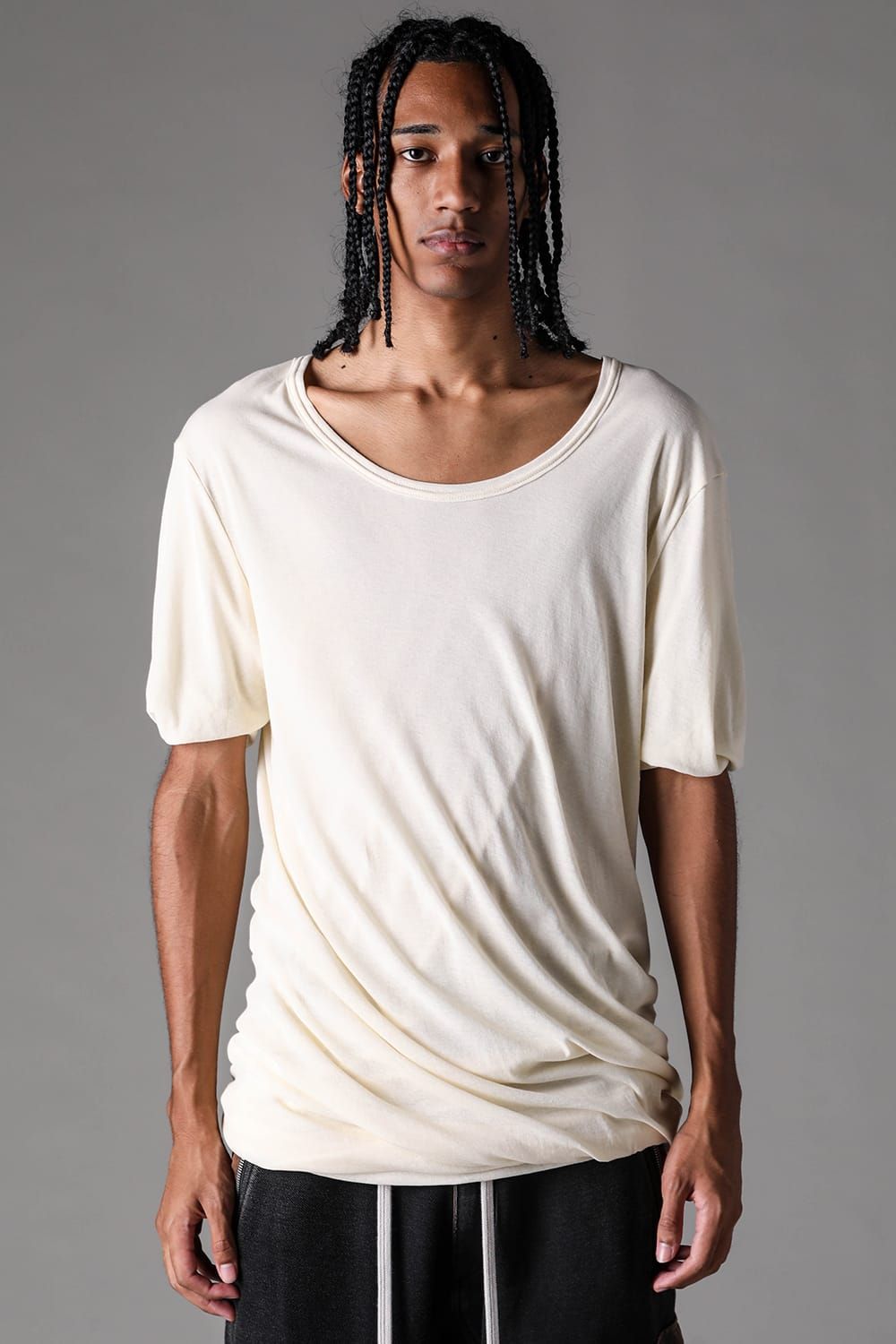 《2027SS先行予約》Sheer High Twist Rib Double Layered Tee "Black / L.Beige / L.Grey / D.Grey" / シアーハイツイストリブレイヤードTee"ブラック /ライトベージュ /ライトグレー/ ダークグレー"