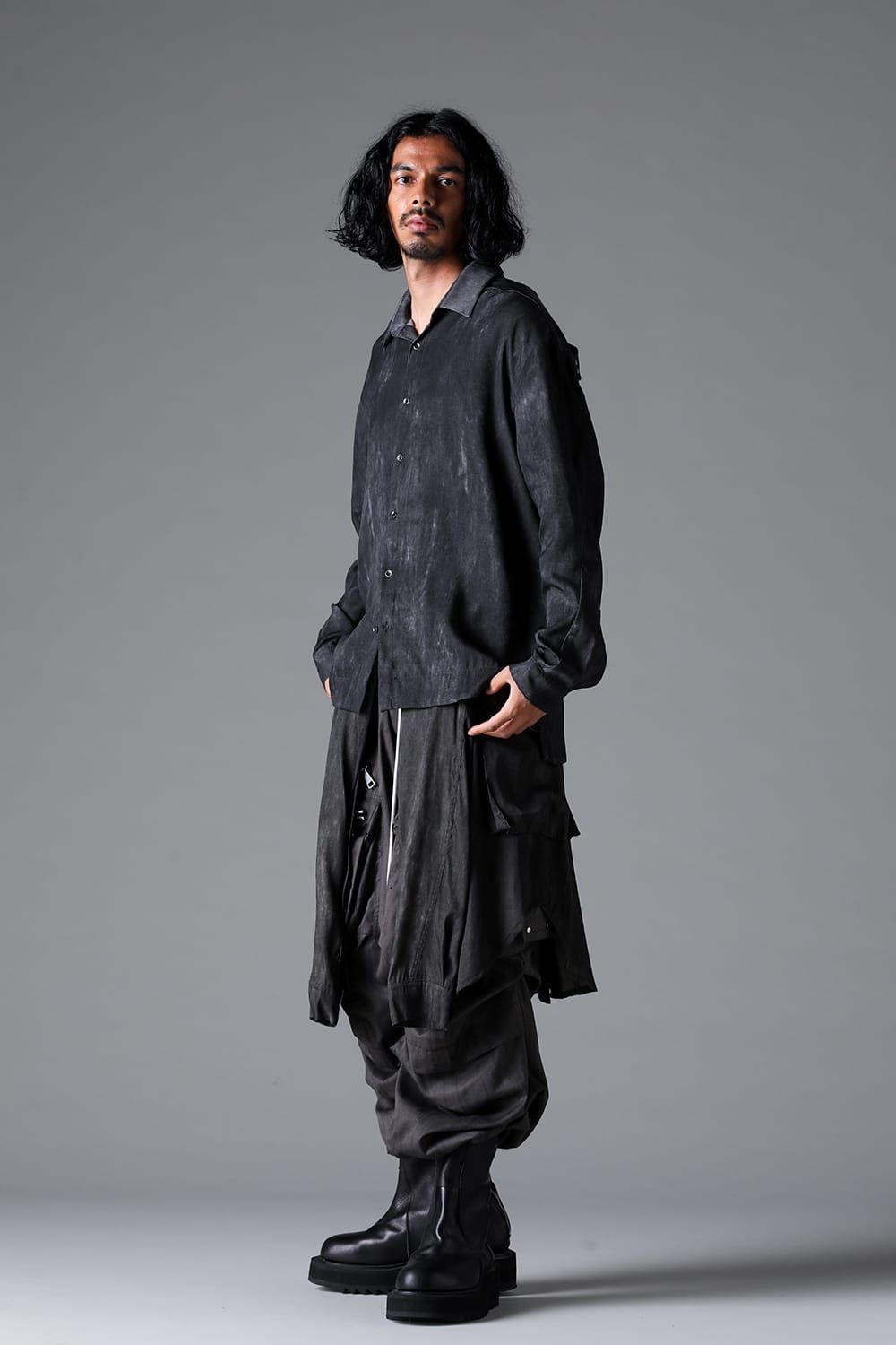 《2026SS先行予約》Abstract Cargo Tuck Wide Pants"Black / Grey /Brown" / アブストラクトカーゴタックワイドパンツ"ブラック/グレー/ブラウン"