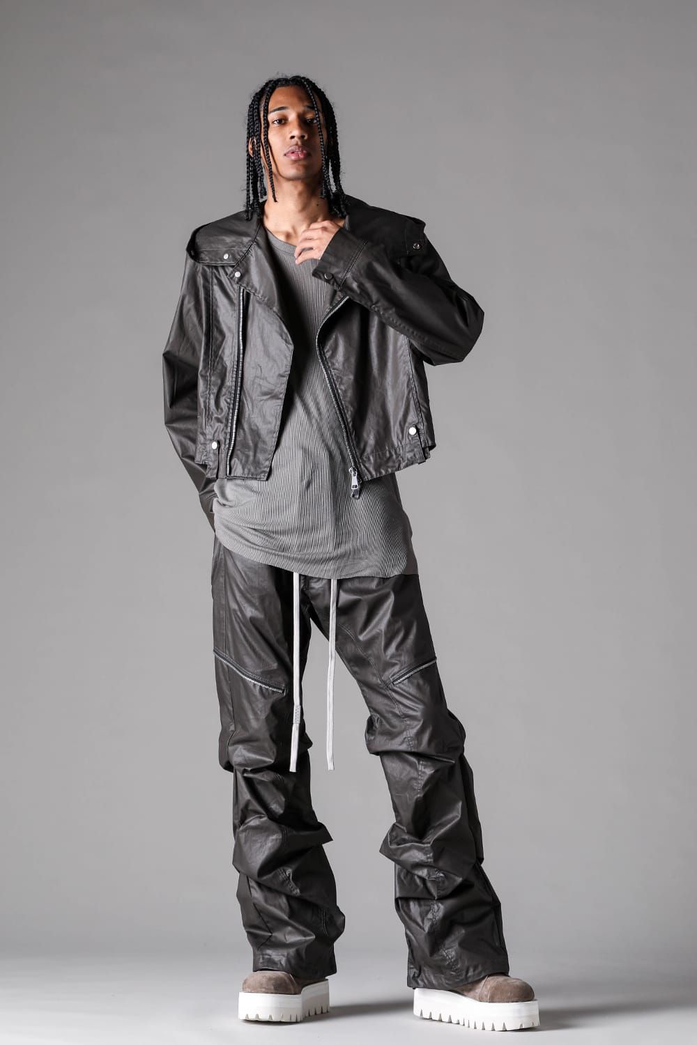 《2027SS先行予約》Side Zip Tuck Baggy Pants"Black / Khaki" / サイドジップタックバギーパンツ"ブラック / カーキ"