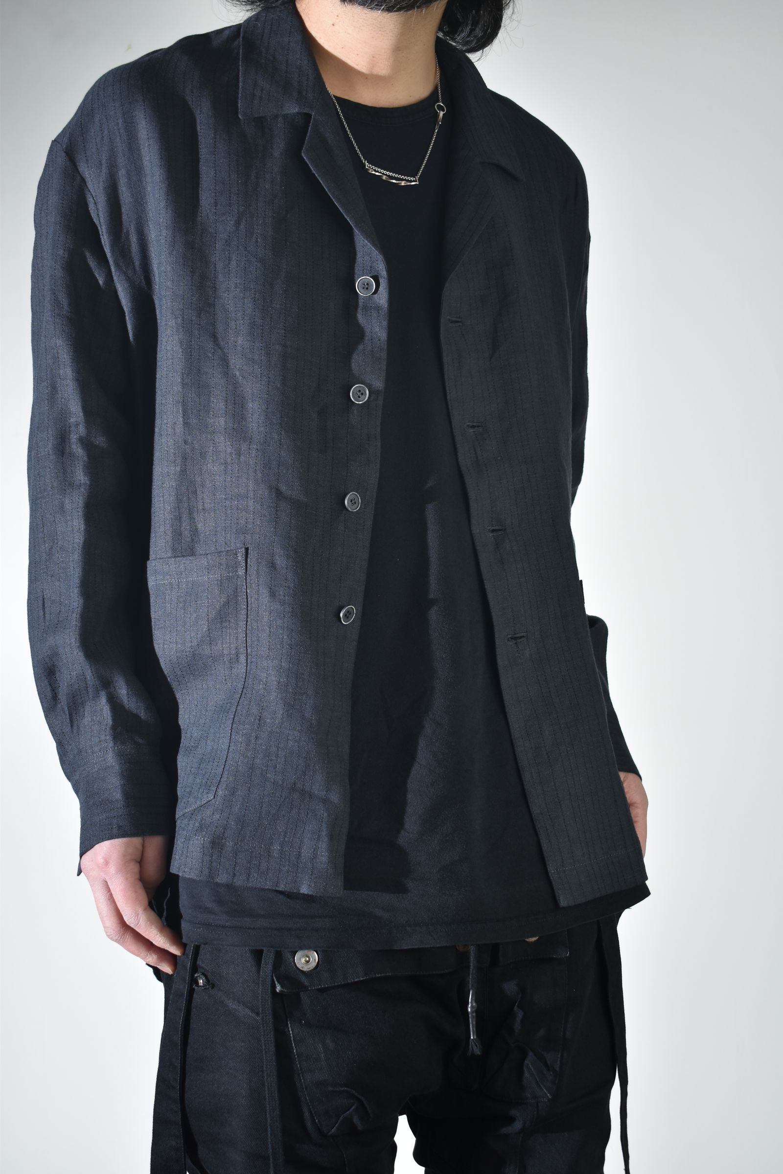 Linen Silk Shirts Jacket"Tuxedo" / リネンシルクシャツジャケット"タキシード"