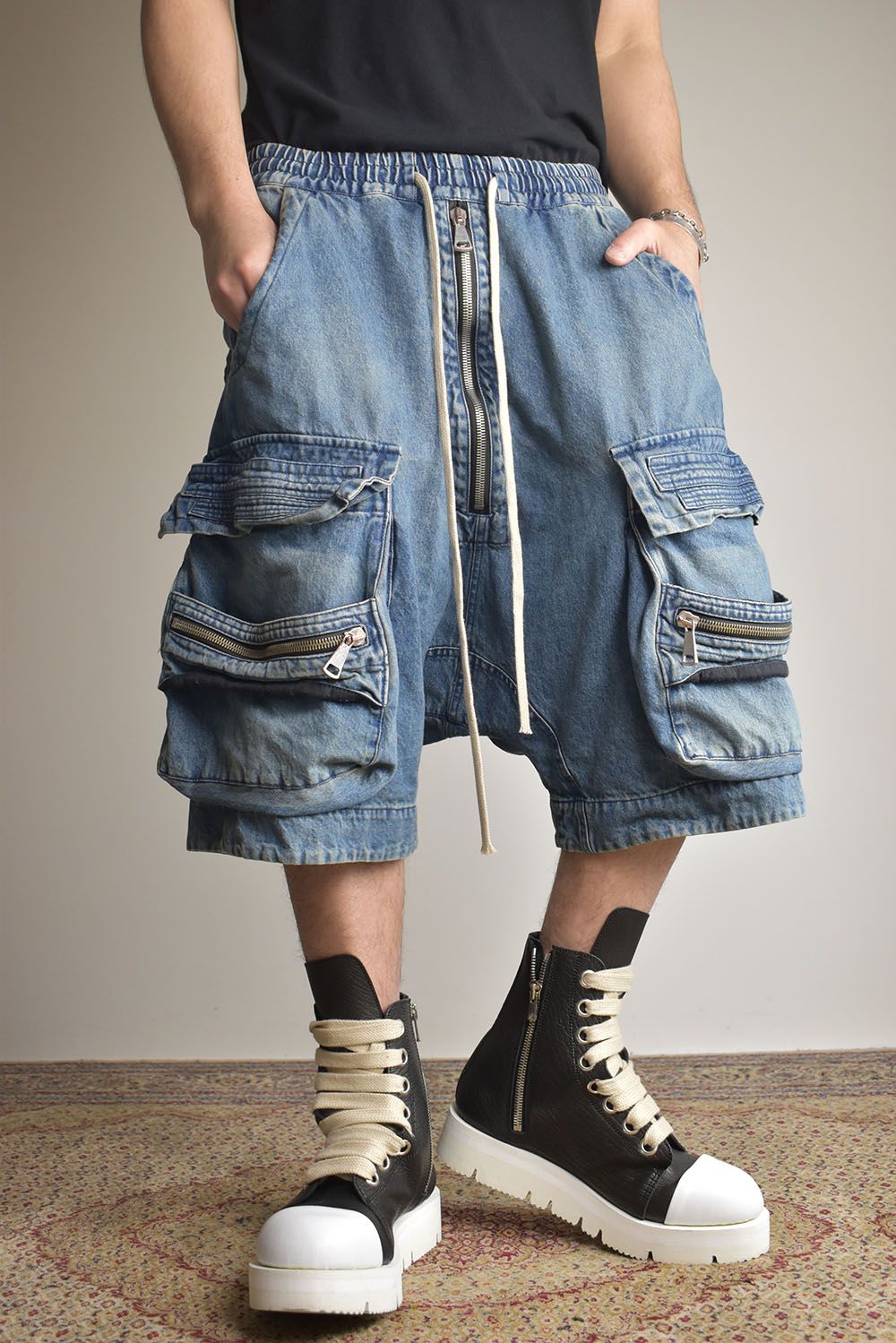 Vintage Denim Military Shorts"Blue" / ヴィンテージデニムミリタリーショーツ"ブルー"
