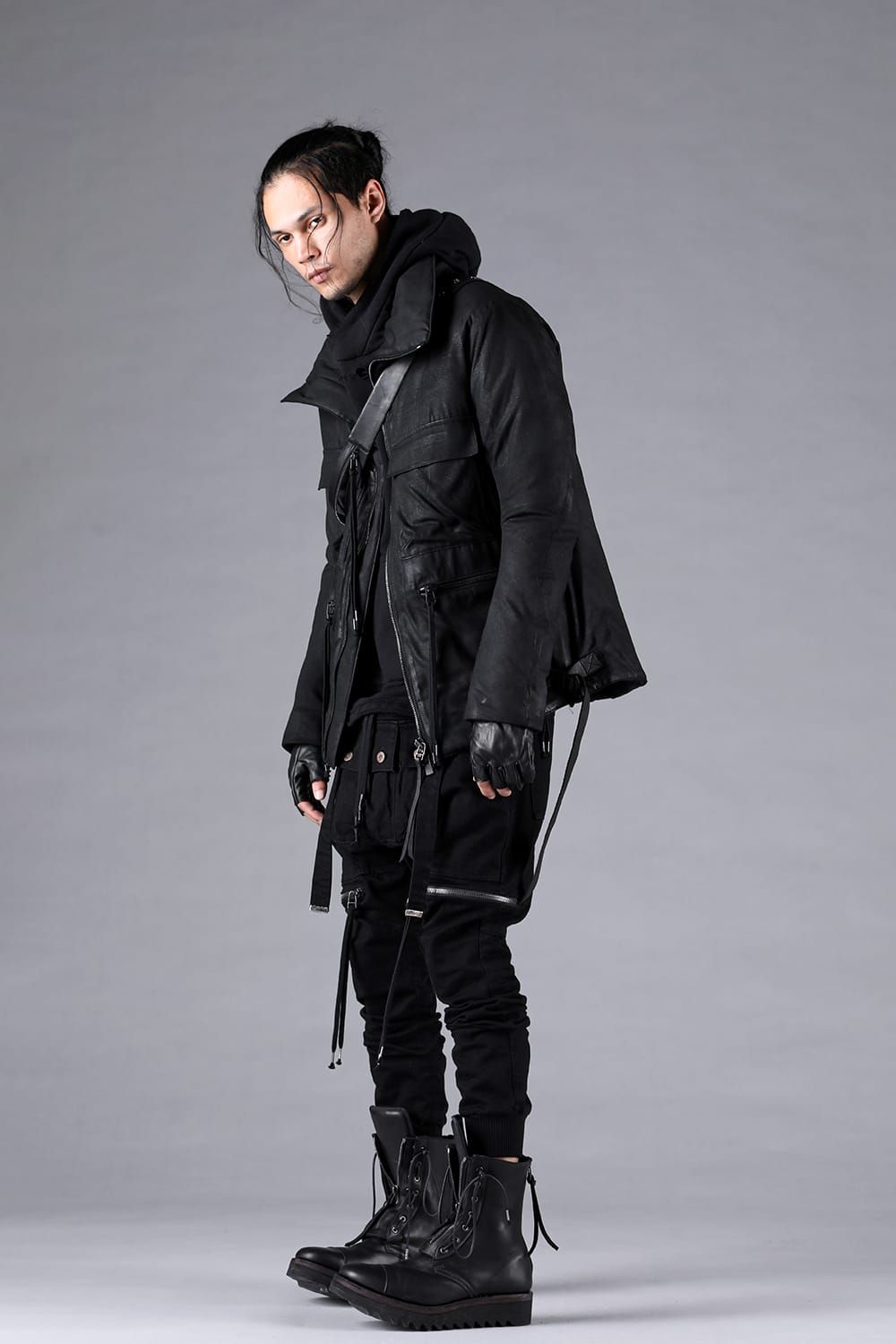 Stretch Denim Salopette Pocket Cargo Jogger Pants "Black" / ストレッチデニムサロペットポケットカーゴジョグパンツ"ブラック"