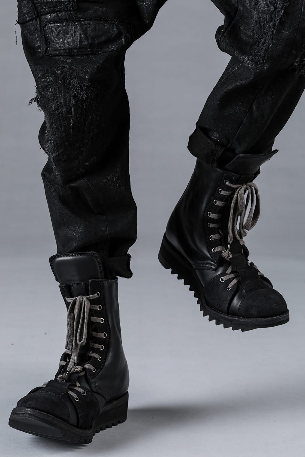 Horse Leather Shark Sole Lace-Up Boots "Black" / ホースレザーシャークソールレースアップブーツ"ブラック"