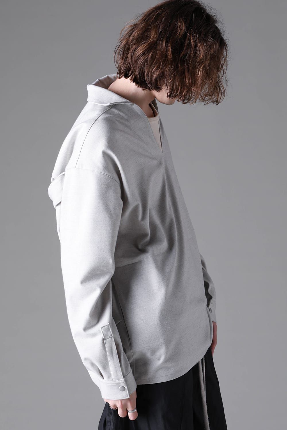 《2026AW先行予約》V Neck Shirts Pullover"Black / L.Grey" / Vネックシャツプルオーバー"ブラック/ライトグレー"