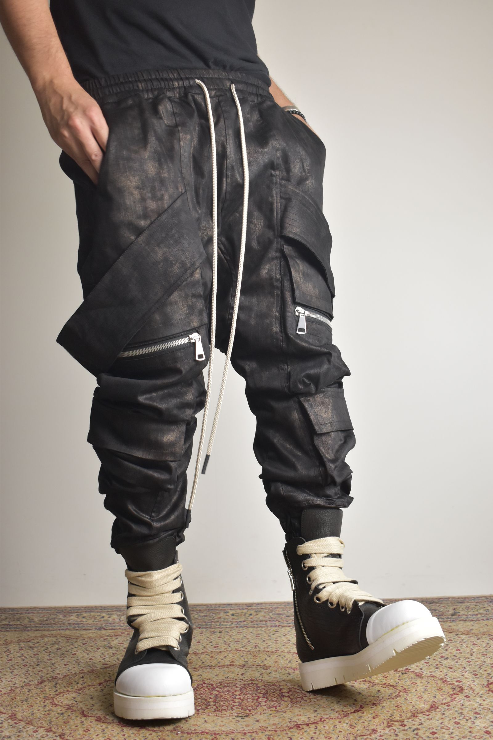 Metal Steam Camouflage Belt Cargo Jogger"Black × Brown" / メタルスチームカモフラージュ ベルトカーゴジョガー"ブラック×ブラウン"
