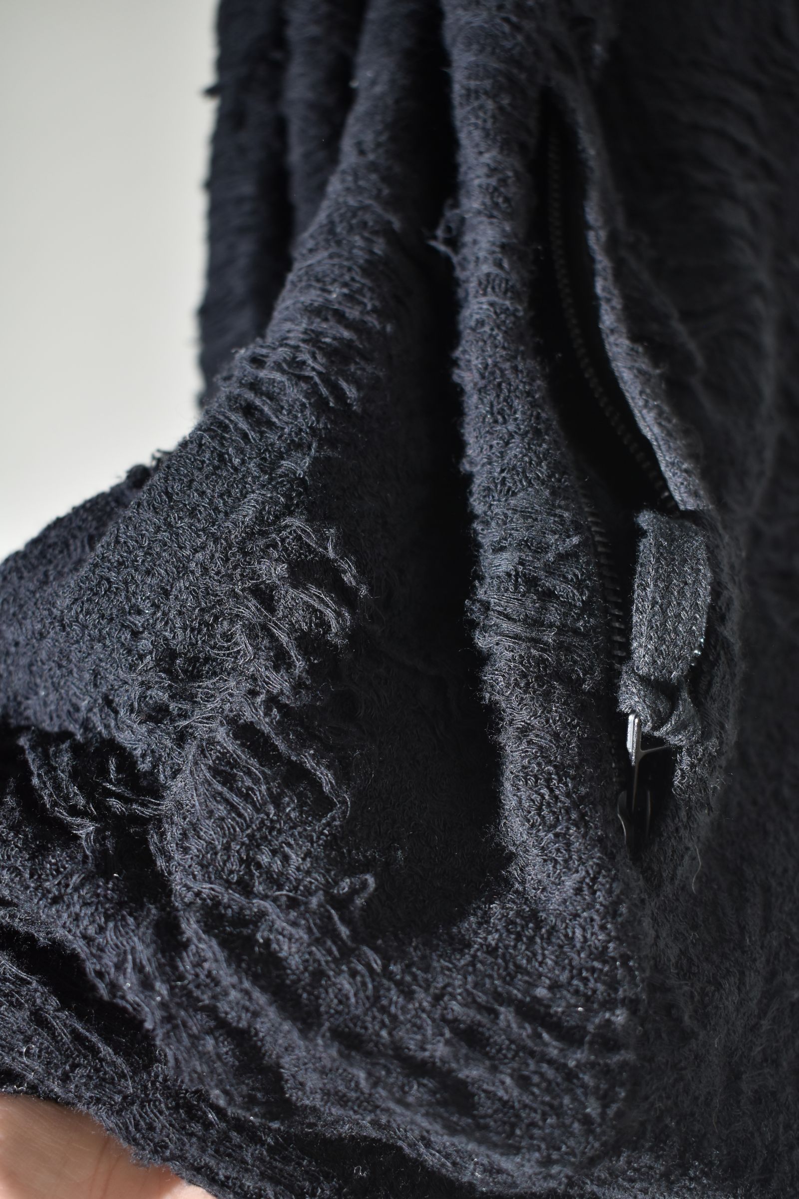 Damage Pile Zip-Up Hoodie"Black" / ダメージパイルジップアップフーディー"ブラック"