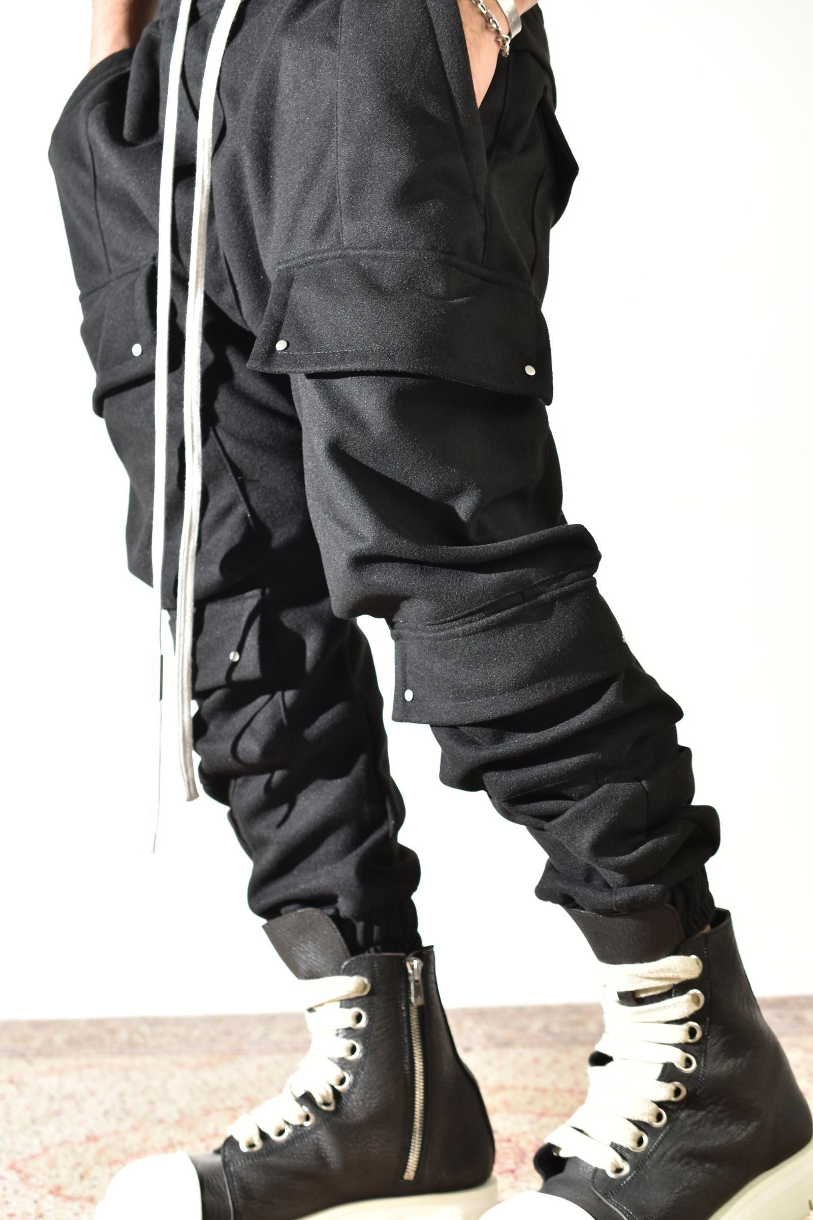 Knit Jersey Military Sarrouel Easy Pants"Black" / ニットジャージーミリタリーサルエルイージーパンツ"ブラック"