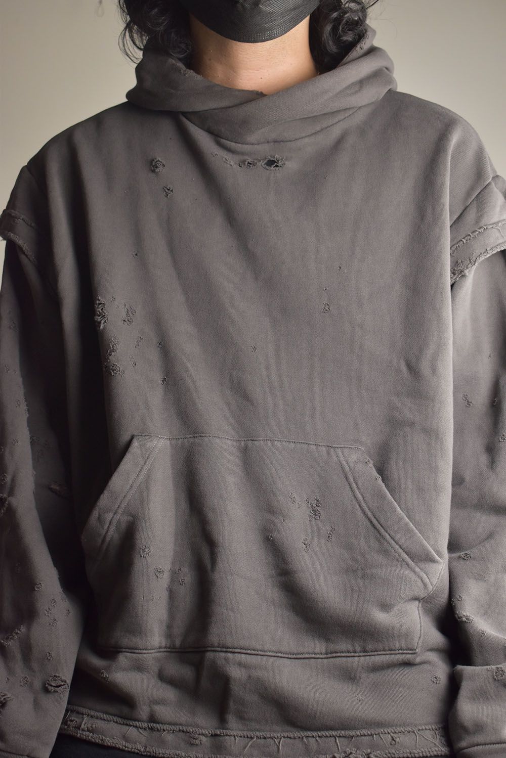 Untwisted Sweat Oversized Pullover Hoodie "Charcoal" / 無撚糸裏毛オーバーサイズプルオーバーフーディー"チャコール"