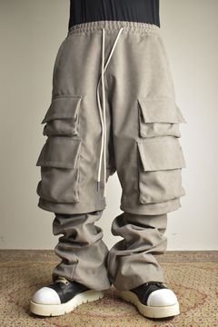 《2025AW先行予約》Synthetic Leather Suede Layerd Boots Cut "Black / Grey" / シンセティックレザースウェードレイヤードブーツカット "ブラック / グレー"