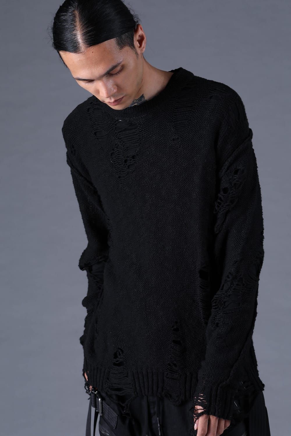 《2027SS先行予約分》3G Damage Knit Pullover "Black" / 3Gダメージニットプルオーバー"ブラック"
