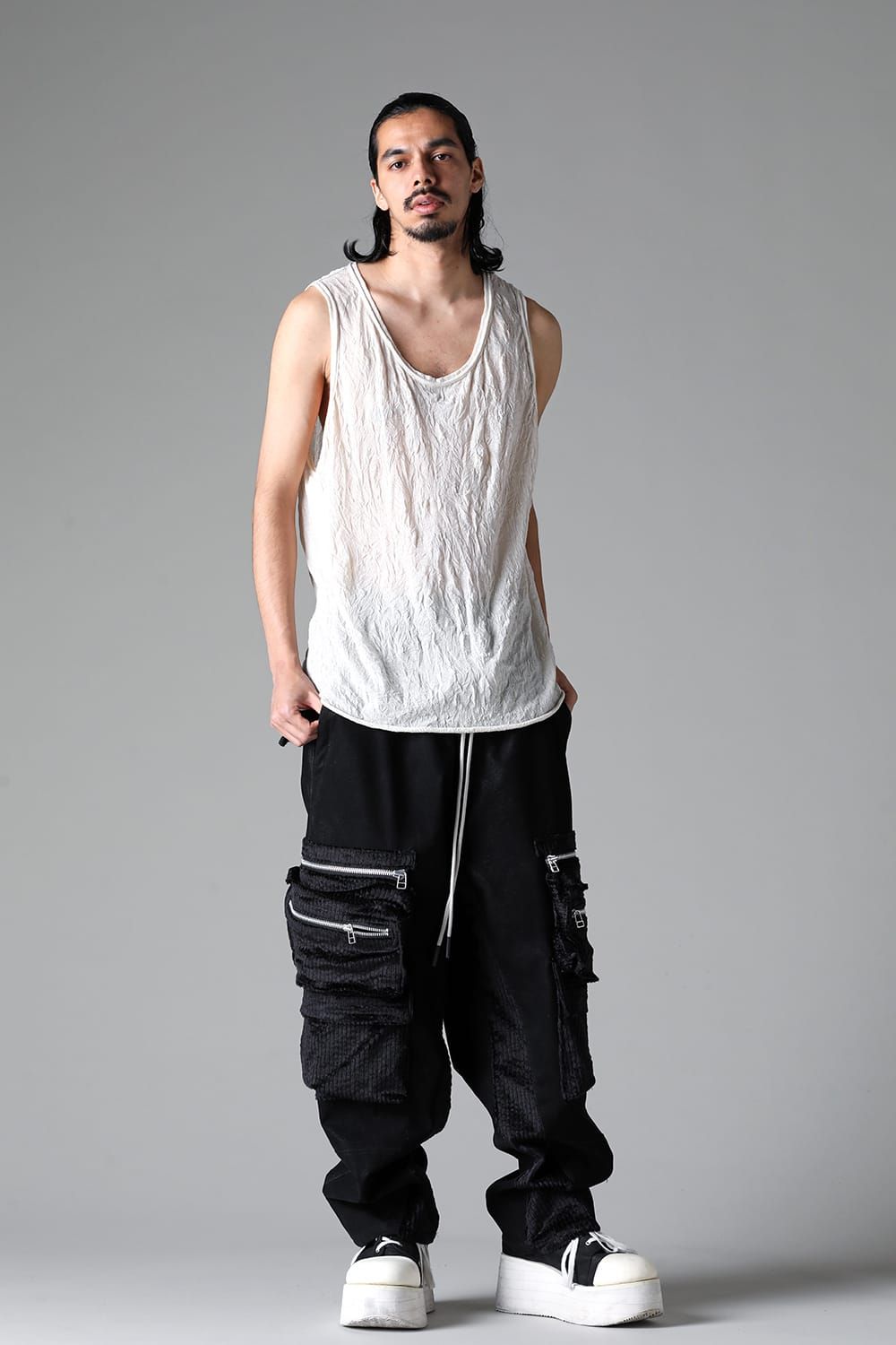 《2025AW先行予約》Gauze Washer Tank Top"Black / Grey / Ivory /Beige" /ガーゼワッシャタンクトップ"ブラック / グレー / アイボリー /ベージュ"