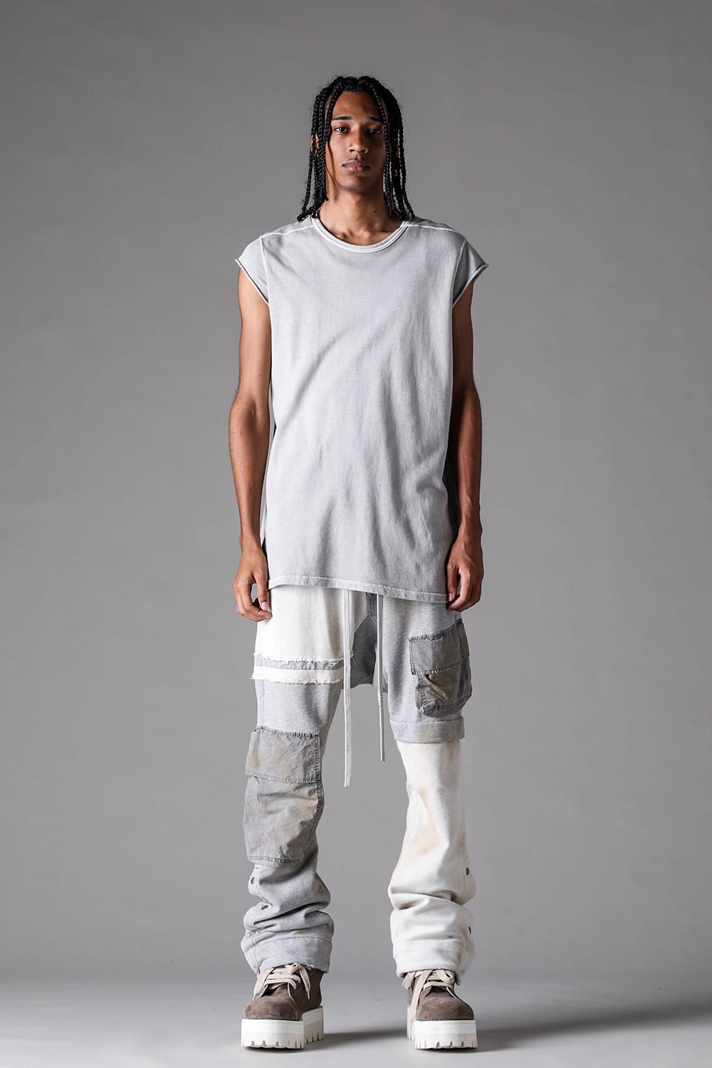 《2027SS先行予約》Vintage Cargo Flare Long Pants "Black × Brown / Grey × L.Grey / Ivory" / ヴィンテージカーゴフレアロングパンツ"ブラック×ブラウン / グレー×ライトグレー / アイボリー"