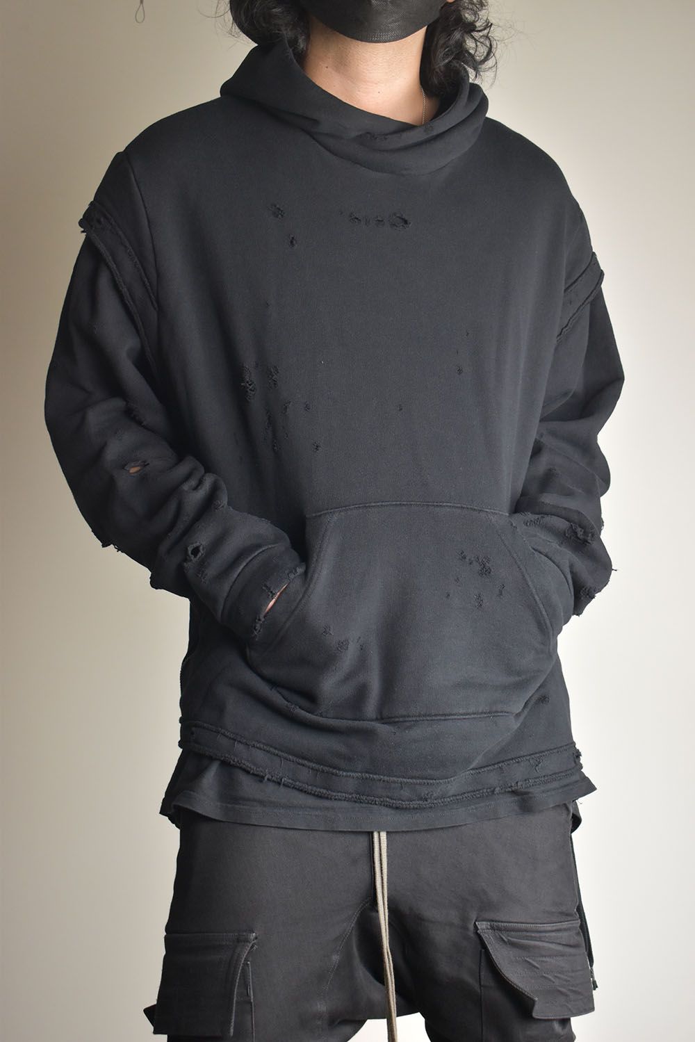 Untwisted Sweat Oversized Pullover Hoodie "Black" / 無撚糸裏毛オーバーサイズプルオーバーフーディー"ブラック"