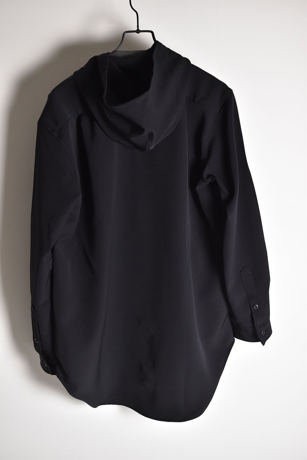 Stretch Polyester Hoodie Shirt"Black"/ストレッチポリエステルフーディシャツ"ブラック"