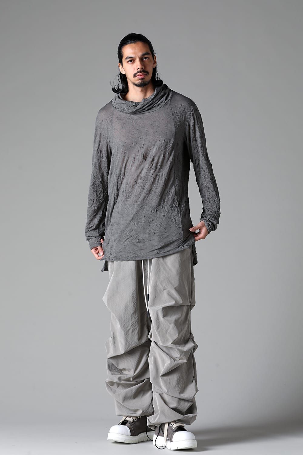 《2025AW先行予約》Gauze Washer High Neck Top"Black / Grey /Ivory /Beige"/ガーゼワッシャーハイネックトップ"ブラック/グレー/アイボリー/ベージュ"