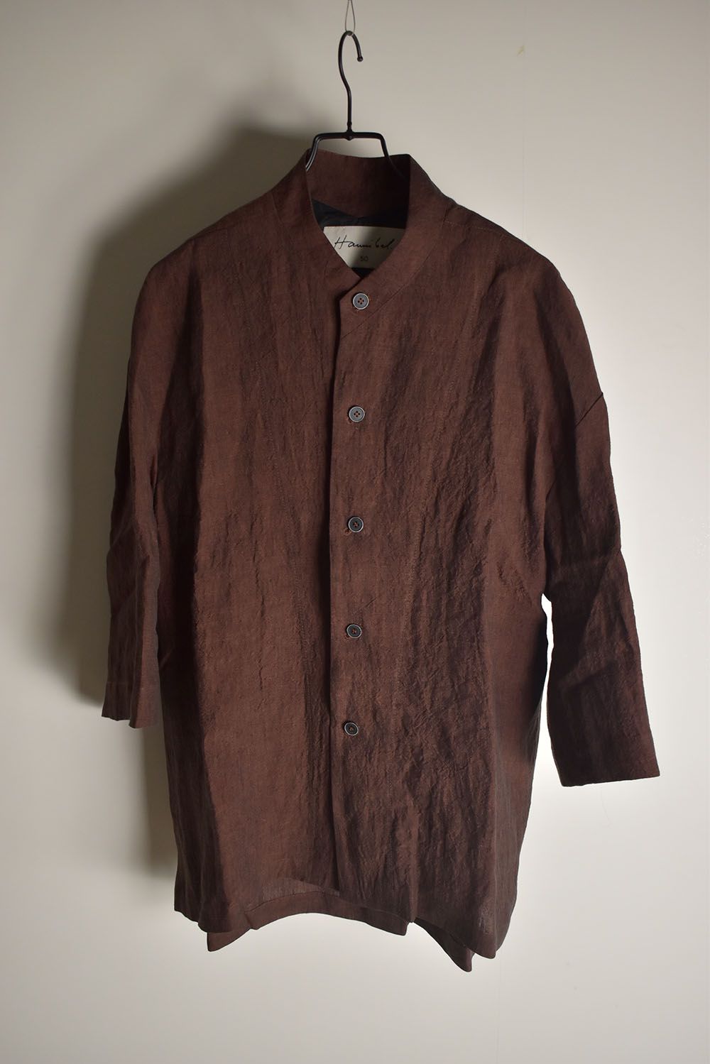 Elbow Length Band Collar Shirts"Cherry wood" / エルボーレングスバンドカラーシャツ"チェリーウッド"