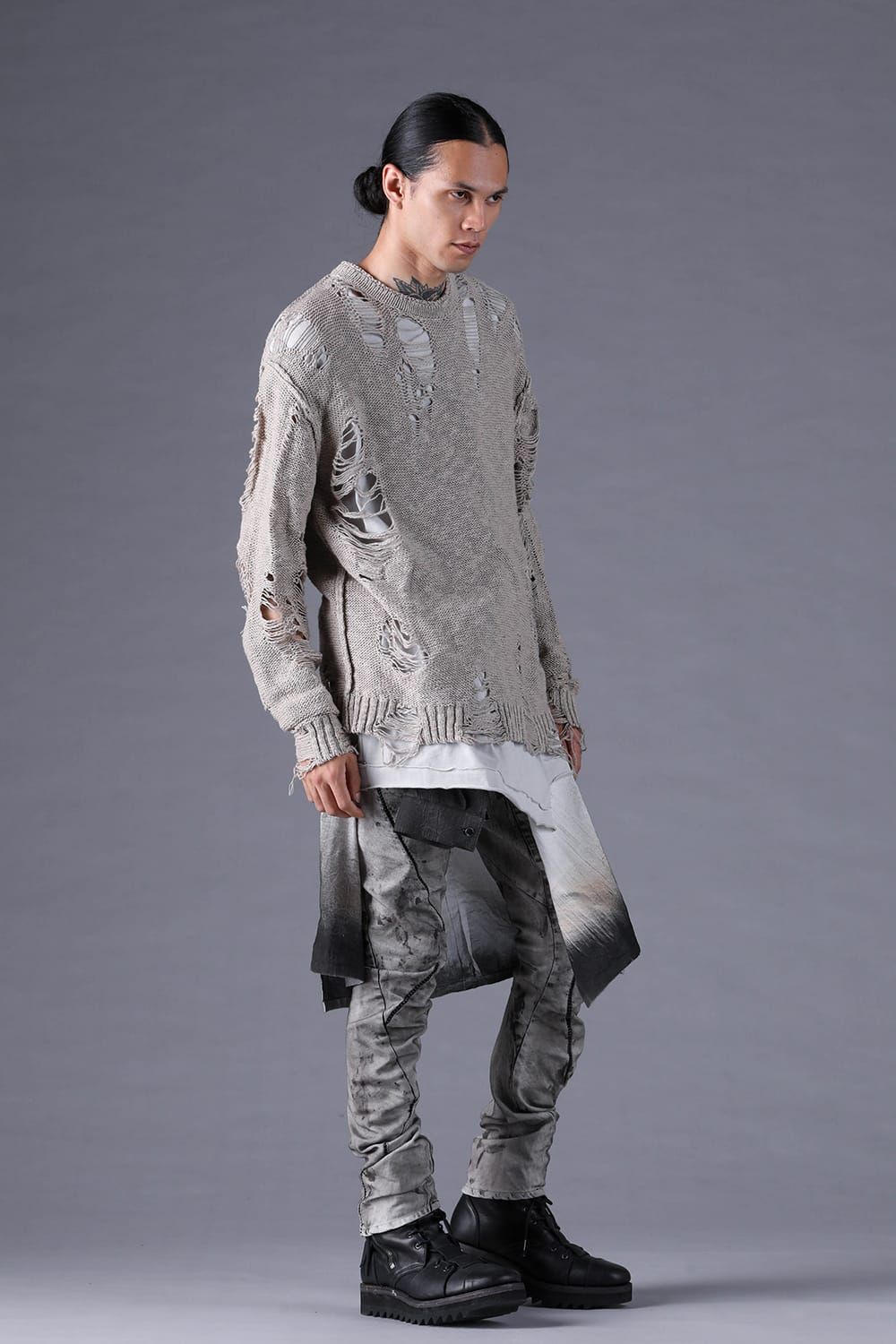 《2027SS先行予約分》3G Damage Knit Pullover "Grey" / 3Gダメージニットプルオーバー"グレー"