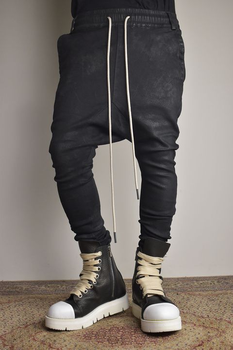 Coated Stretch denim Sarouel skinny"Black" / コーティングストレッチデニムサルエルスキニー"ブラック"
