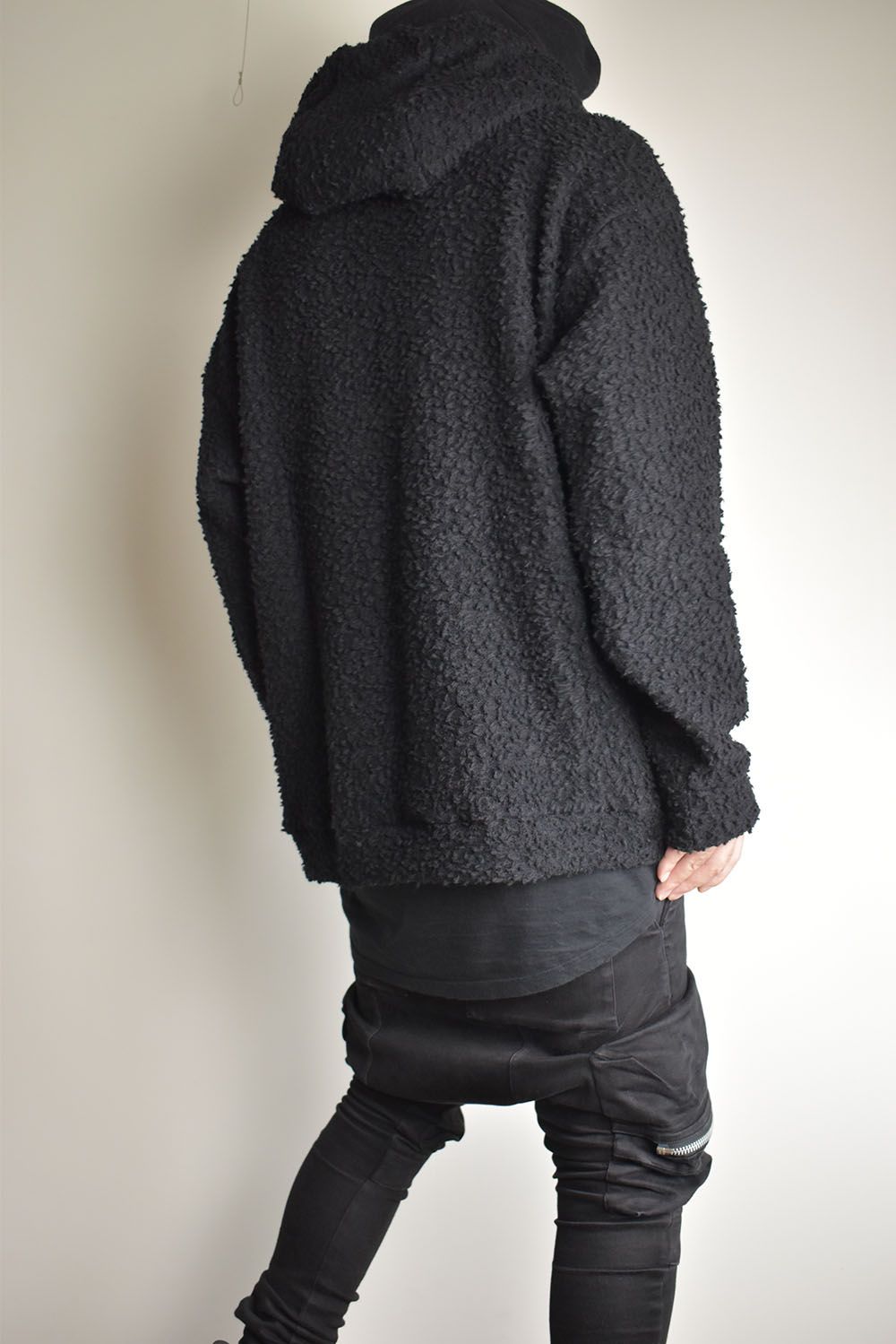 Wool Cotton Boa Hoodie Pullover"Black" /  ウールコットンボアフーディプルオーバー"ブラック"