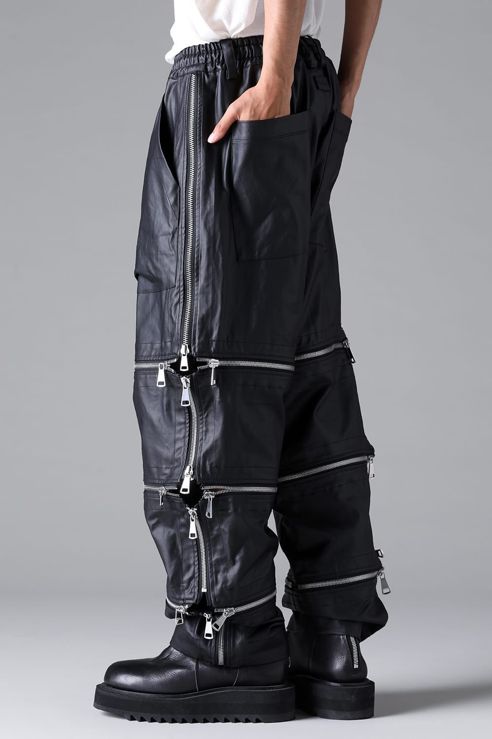 《2026SS先行予約》Matte Coating Zip Wide Pants"Black" / マットコーティングジップワイドパンツ"ブラック"