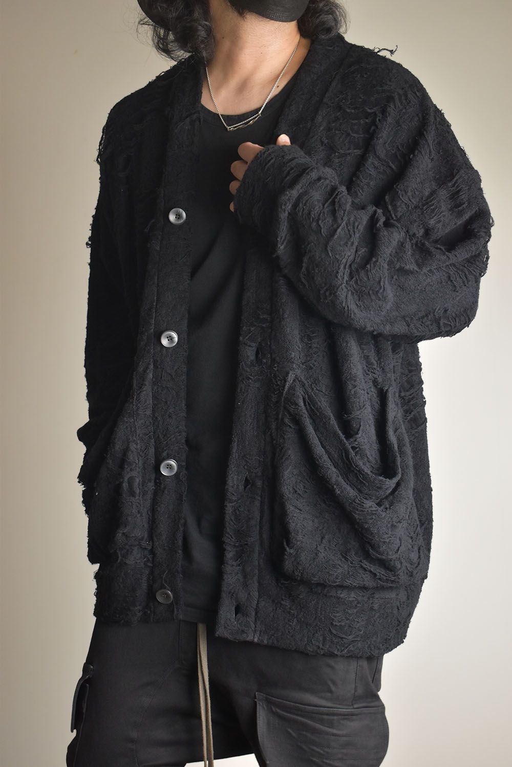 Damage Pile Jumbo Cardigan"Black" / ダメージパイル ジャンボカーディガン"ブラック"