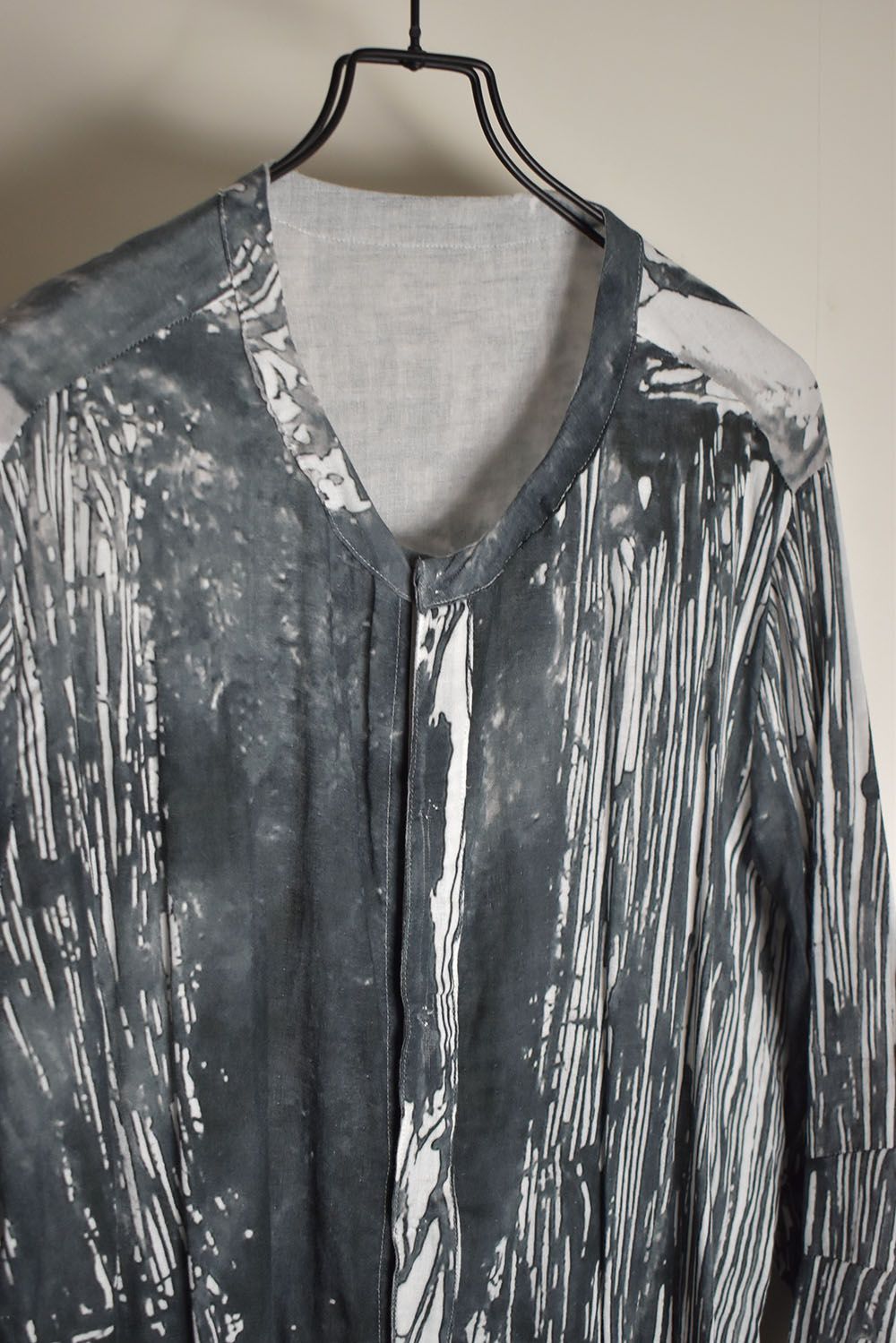 Round Neck Reversible Gauze Shirt"Face Print" / ラウンドネックリバーシブルガーゼシャツ"フェイスプリント"