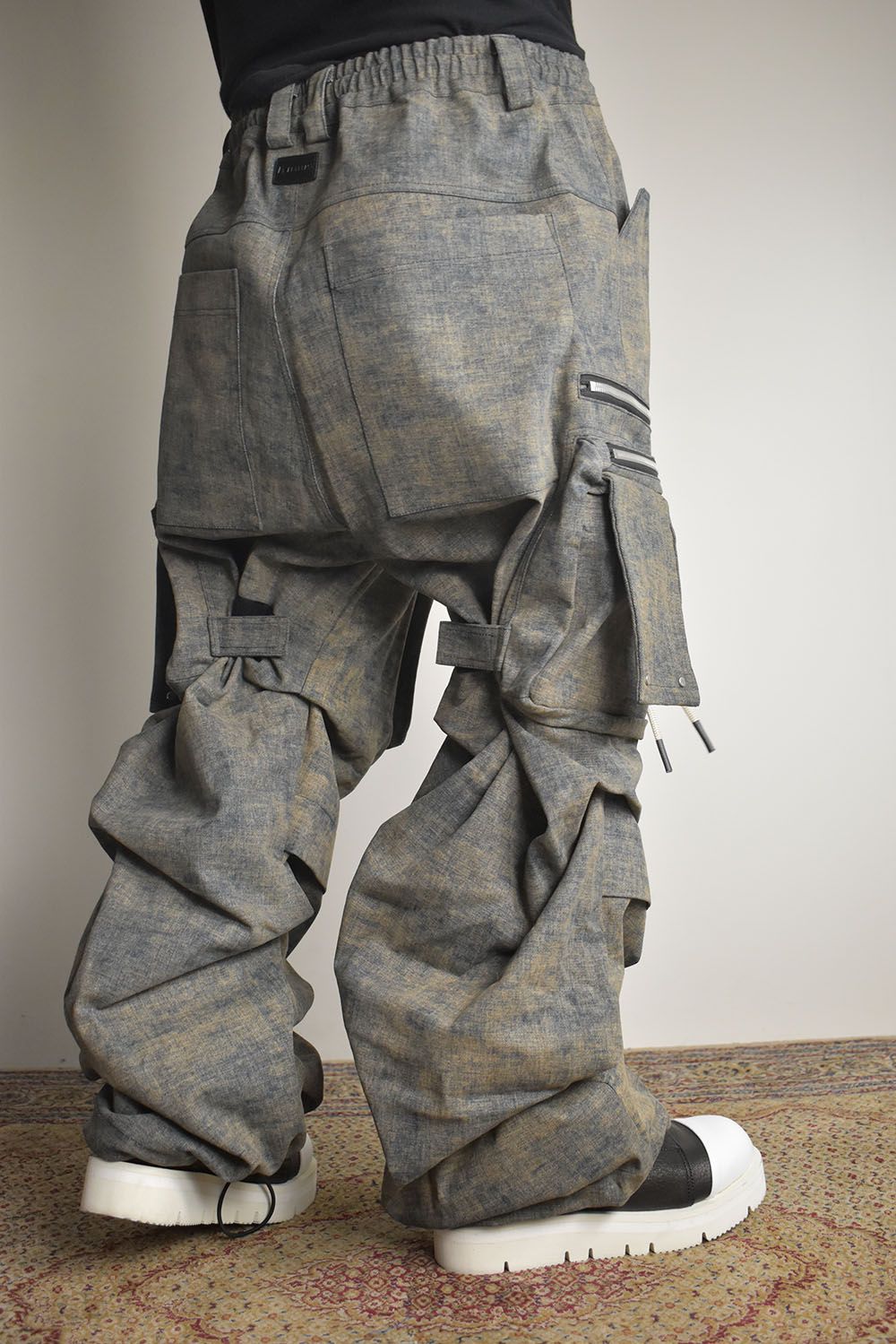 Blended Shades Denim Cargo Tuck Wide Pants"Steel Blue"/ ブレンデッドシェイドデニムカーゴタックワイドパンツ"スティールブルー"