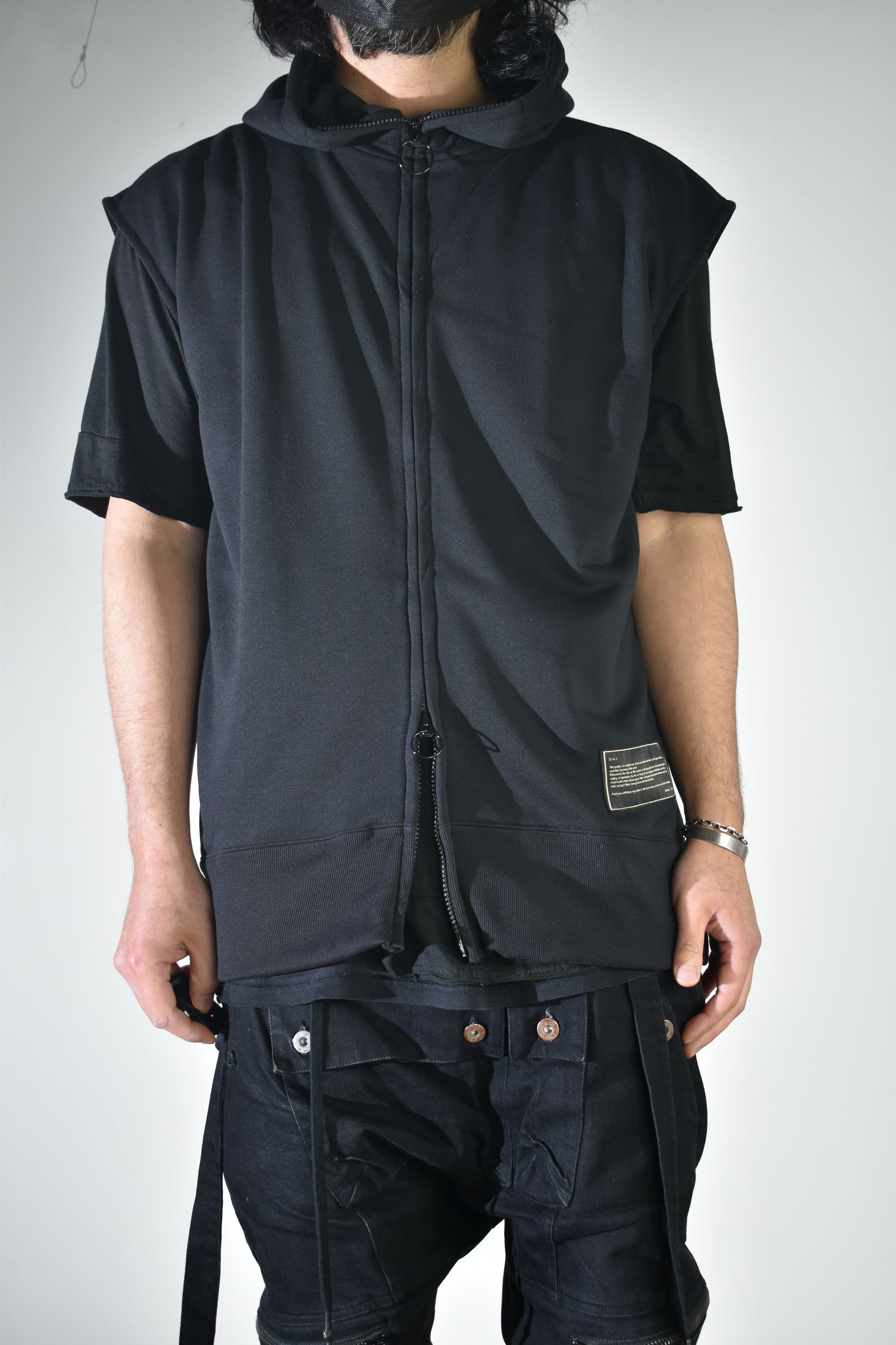 No Sleeve Zip Hoodie"Black" / ノースリーブジップフーディ"ブラック"