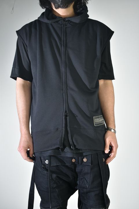 No Sleeve Zip Hoodie"Black" / ノースリーブジップフーディ"ブラック"