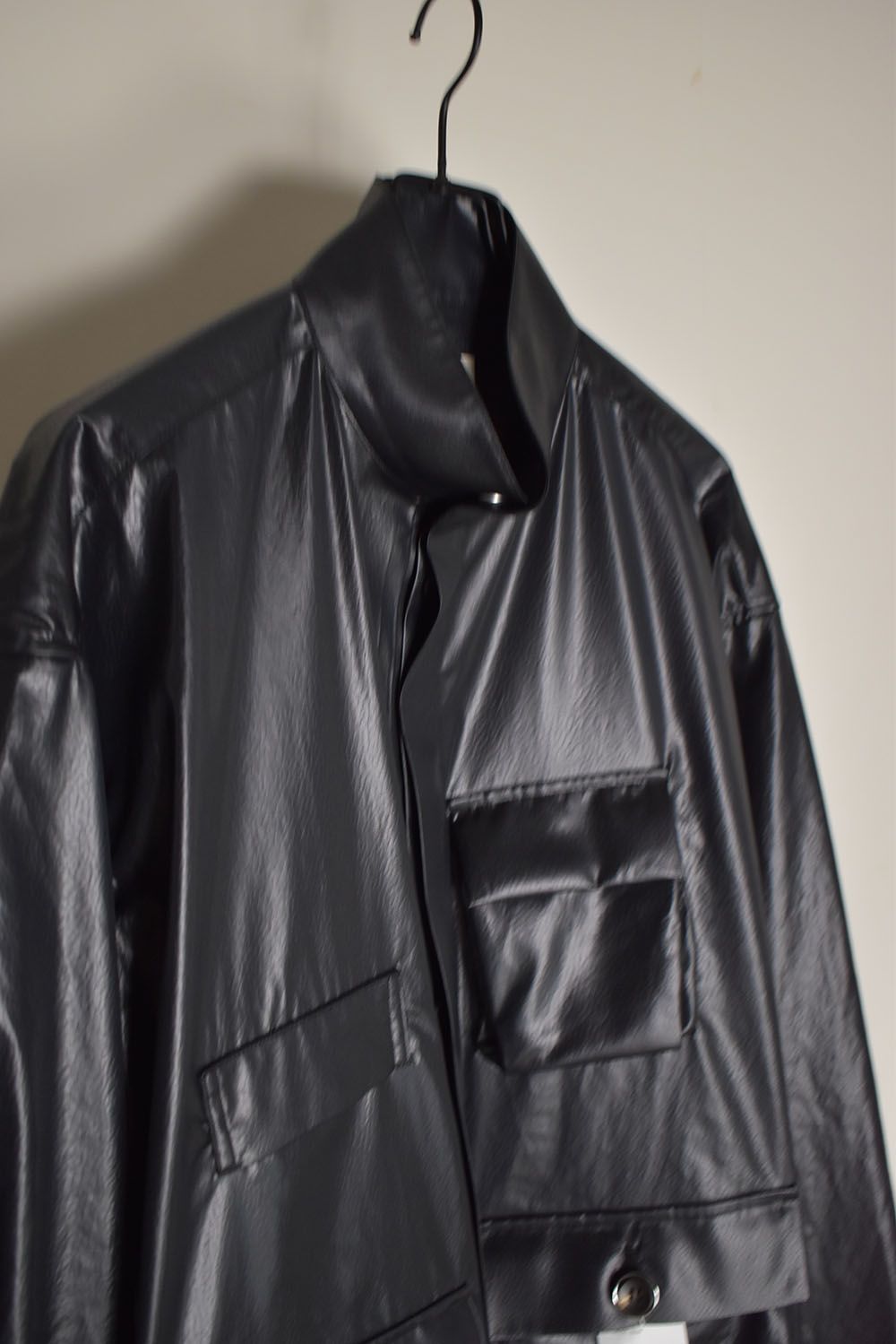 Fake Fake Leather Shirts Jacket"Black" / フェイクフェイクレザーシャツジャケット"ブラック"