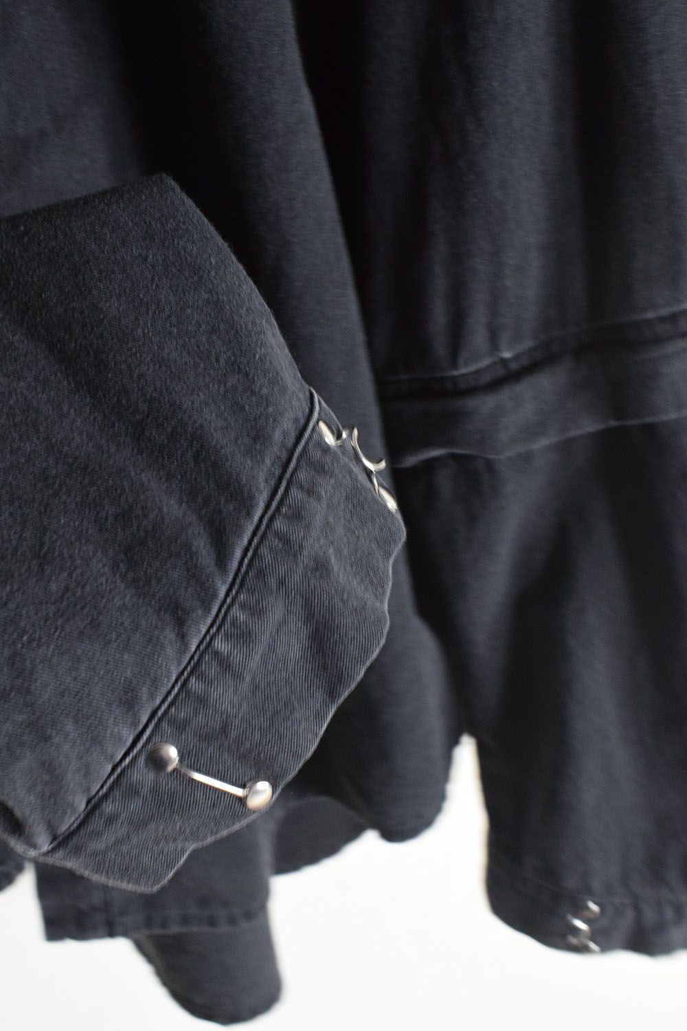 Detachable Sleeve Hook Cuff Shirt"Black Washed" / デタッチャブルスリーブホックカフスシャツ"ブラックウォッシュド"
