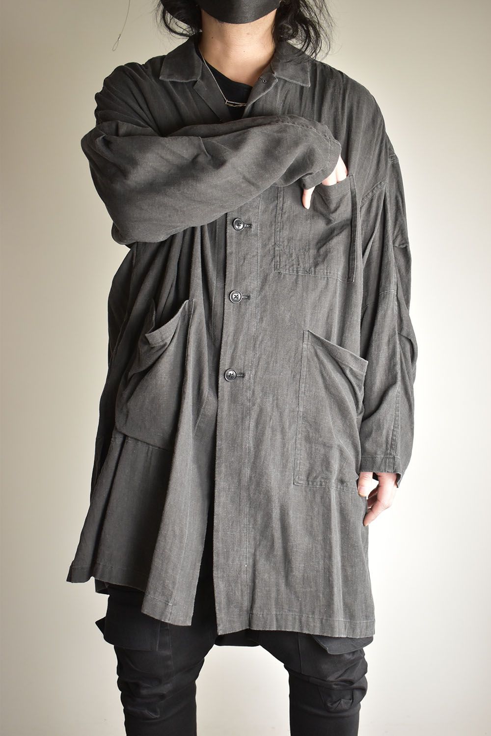 Pigmented Viera Shop Coat"Charcoal" / 顔料刷りビエラショップコート"チャコール"