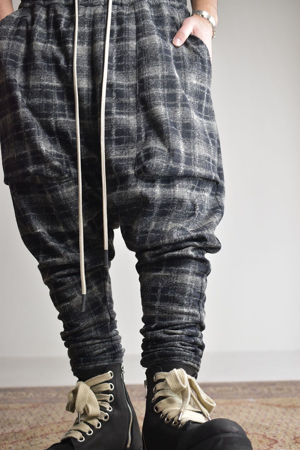 Check Johdpurs Pants"BKGY×BK" / チェックジョッパーズパンツ"ブラックグレー×ブラック"