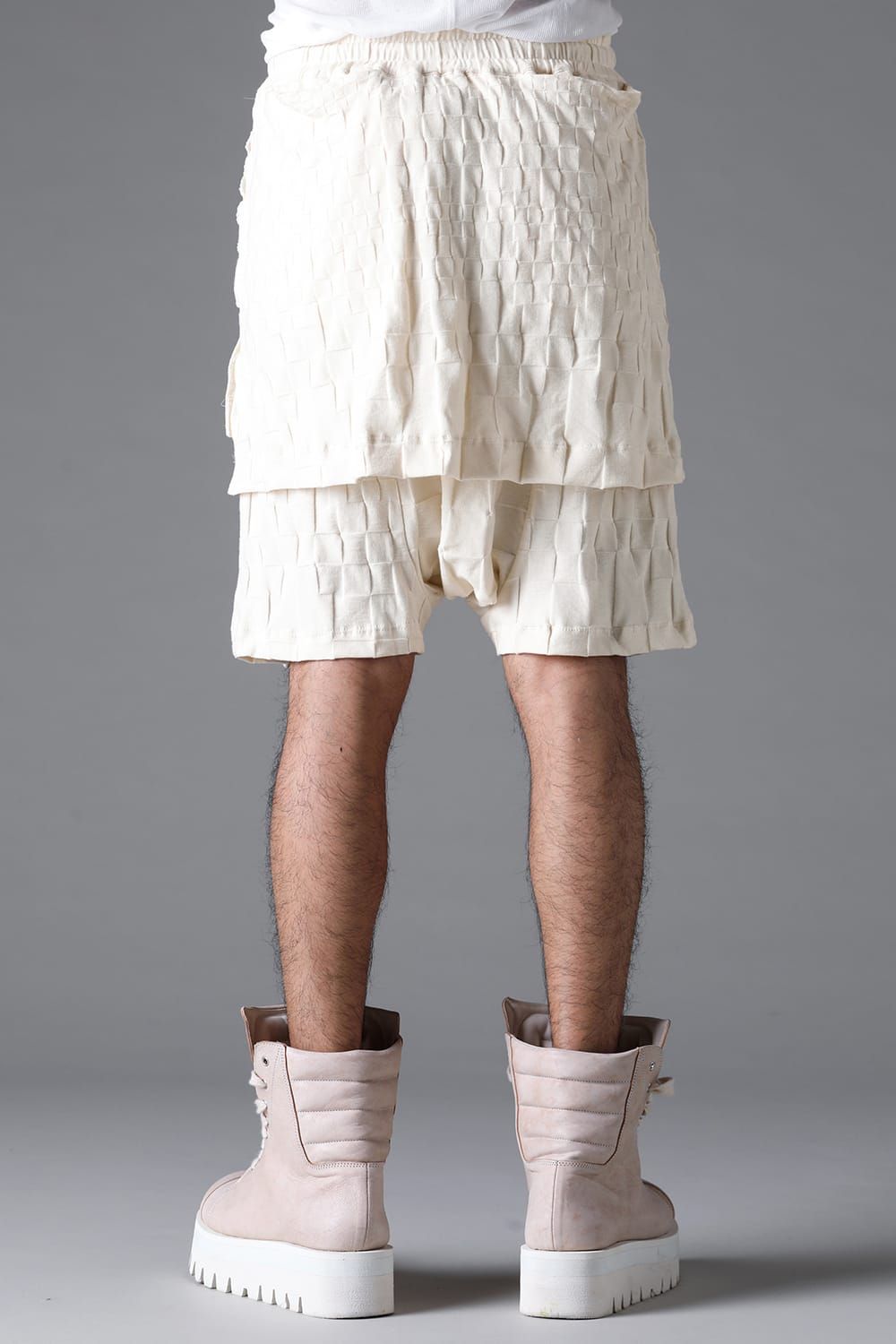 《2026SS先行予約》Gradient Plaid Pattern Layered Shorts"Black / Cream" / グラデーションチェックパターンレイヤードショーツ"ブラック/クリーム"