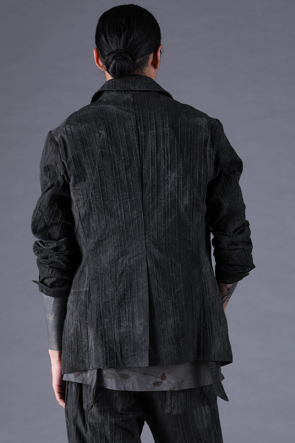 《2027SS先行予約分》Mura-Dye Dobby Stripe Tailored Jacket"Charcoal" / ムラ染トビーストライプテイラードジャケット"チャコール"