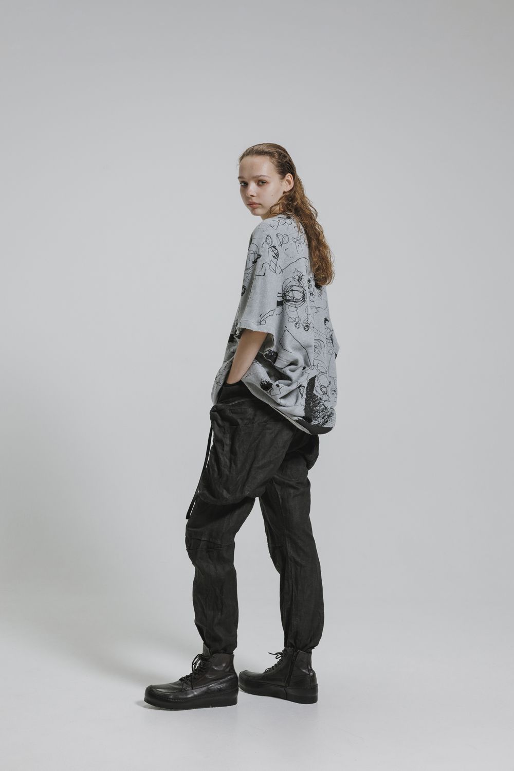 Sweat Oversize Print Pullover"Grey" / スウェットオーバープリントプルオーバー"グレー"