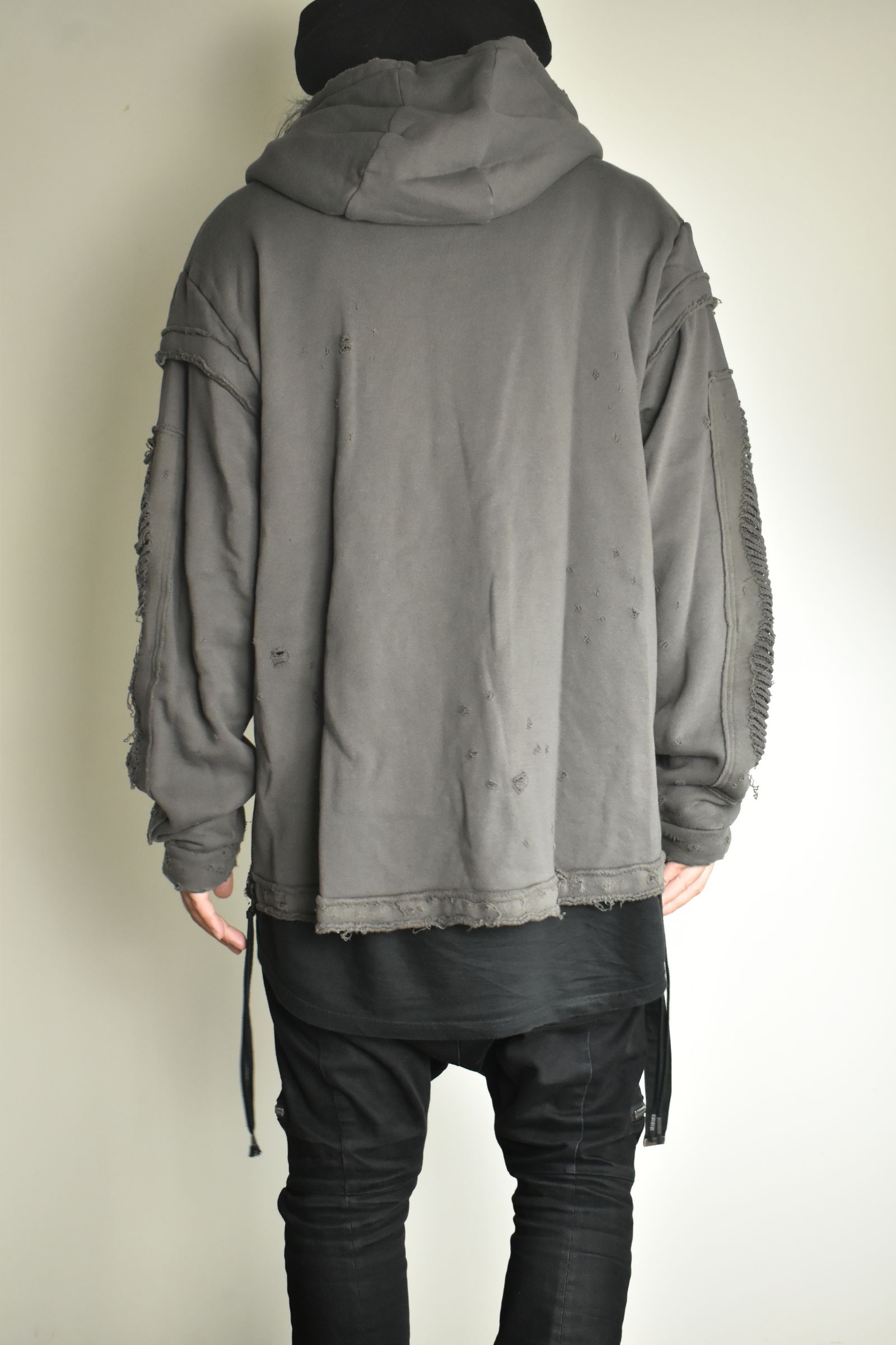 Untwisted Yarn Fleece Shotgun Zip-Up Hoodie"Charcoal" / 無撚糸裏毛ショットガンジップアップフーディー"チャコール"
